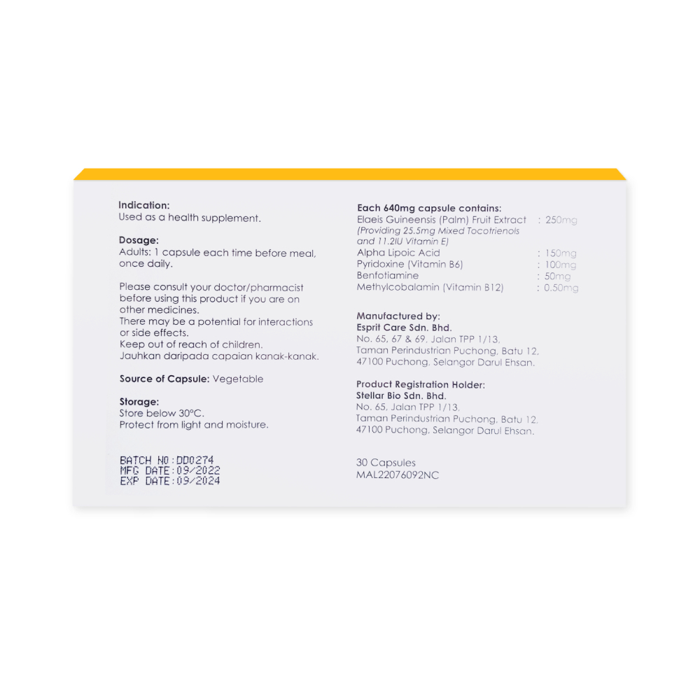 LA LIFE ARMOR NUROGEN CAPSULE 30'S with Vitamin B Complex, Tocotrienol Supplement