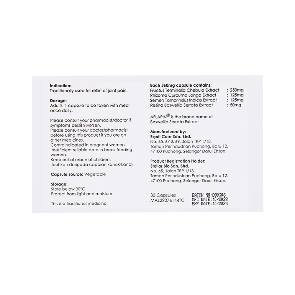 LA LIFE ARMOR Artroxea Capsule 30's Suitable for Vegetarian - Joint Supplement Sakit Kutut