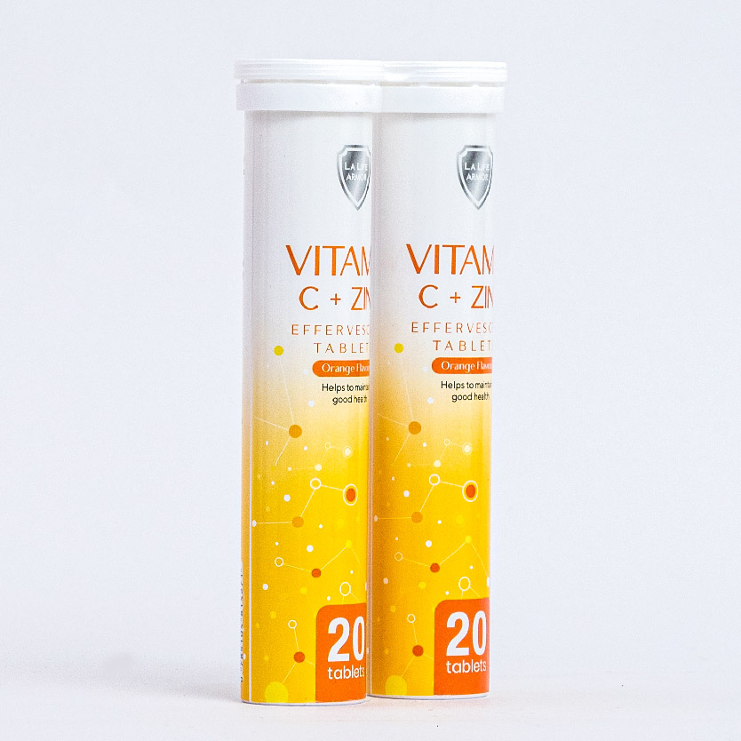 LA LIFE ARMOR VItiamin C + Zinc Effervescent 20’S x 2 - Vitamin C Effervescent with 1000mg Zinc ( Vitamin C Supplement )