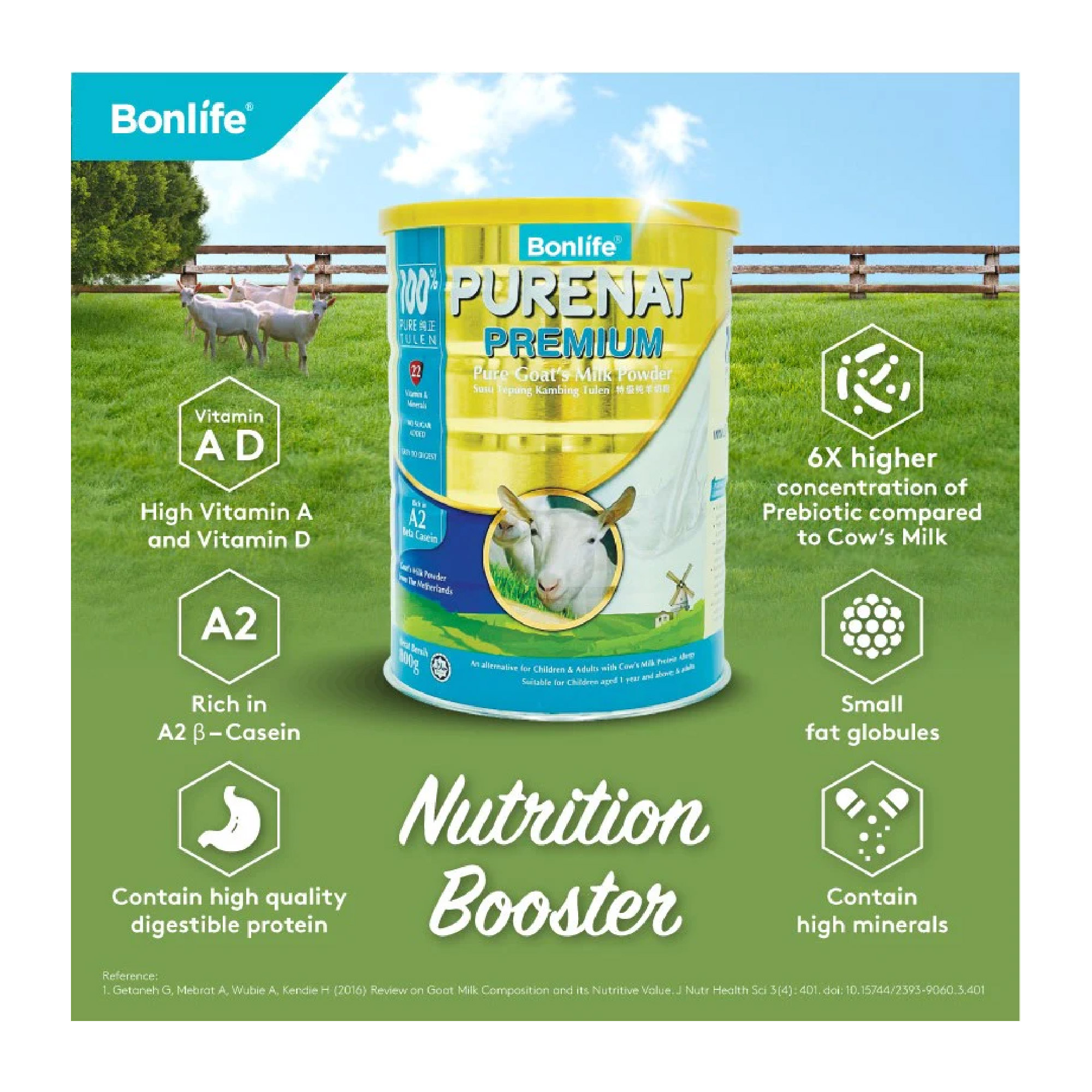 BONLIFE Greenfood Purenat Premium Pure Goat Milk Powder 800g