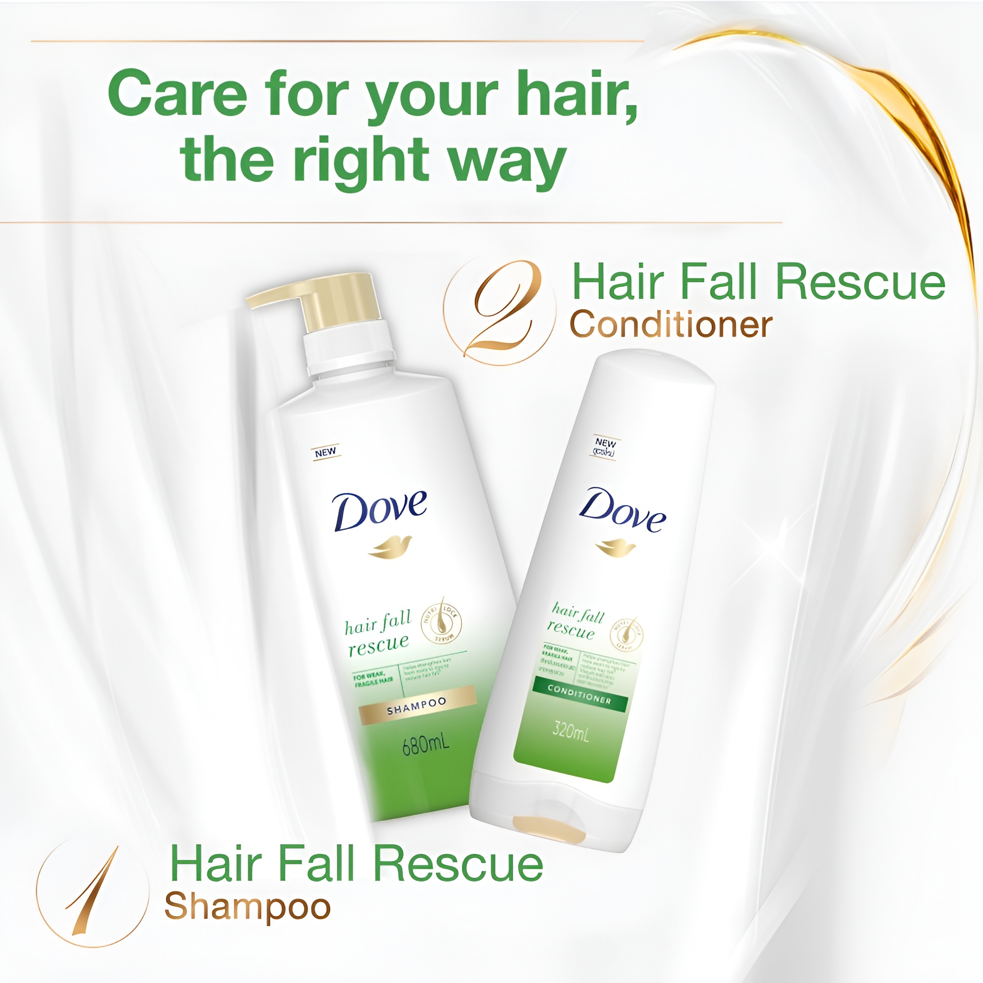DOVE Shampoo 680ml -  Hair Fall Rescue for Weak Hair and Reduce Hair Breakage, 防掉发洗发水