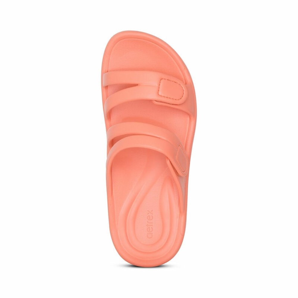 AETREX WOMENS JANEY SPORT SLIDE CORAL - US 9