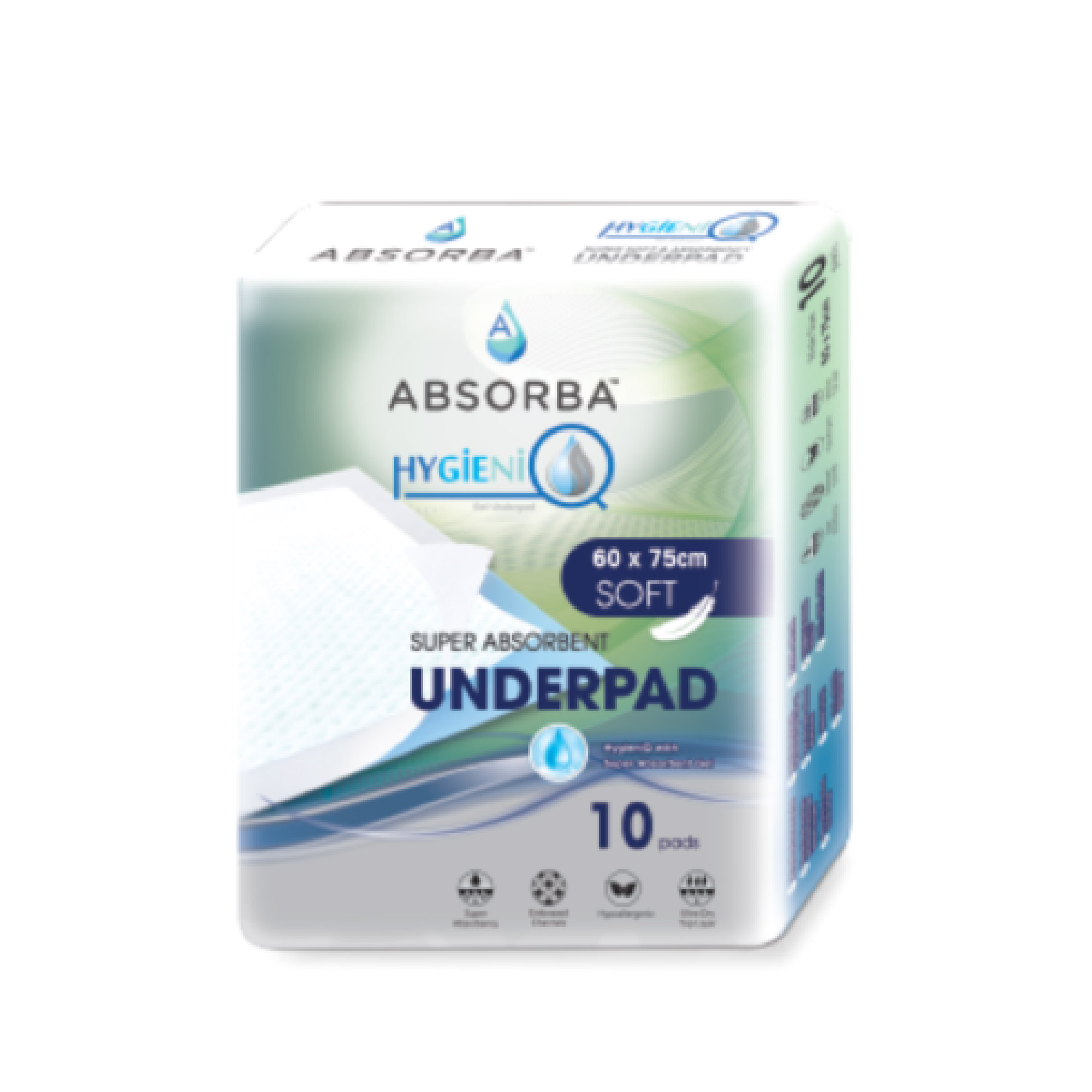 ABSORBA Hygieniq Underpads 60 x 75cm - Soft 10's