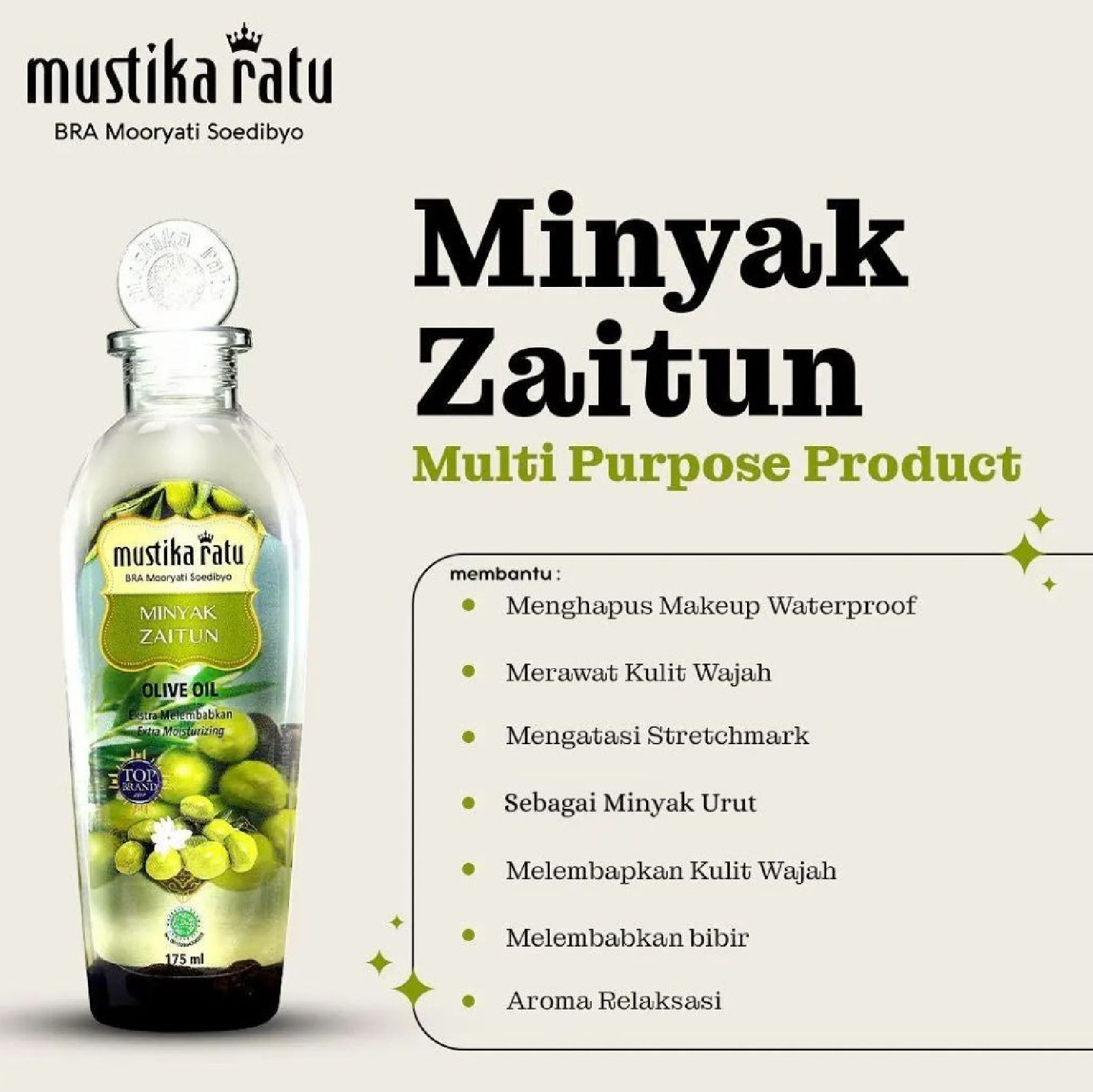 (CLR)Mustika Ratu Minyak Zaitun Original - Minyak Zaitun Olive House 175ml EXP:2027.9.30