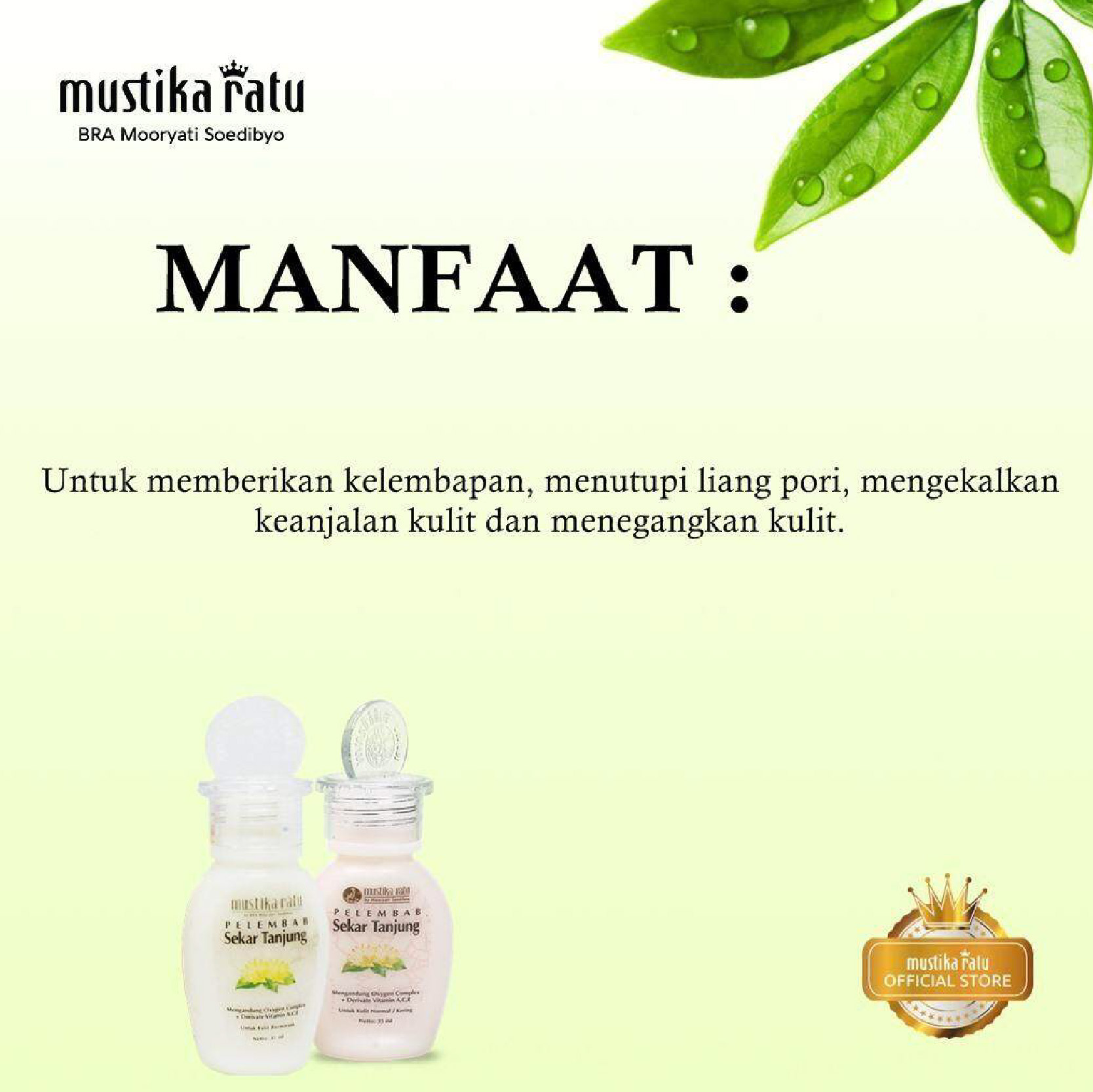 (CLR)Mustika Ratu Skincare Moisturiser Pelembap Sekar Tanjung - Pelembap Muka Moisturizer 35ml EXP:2027.12.31