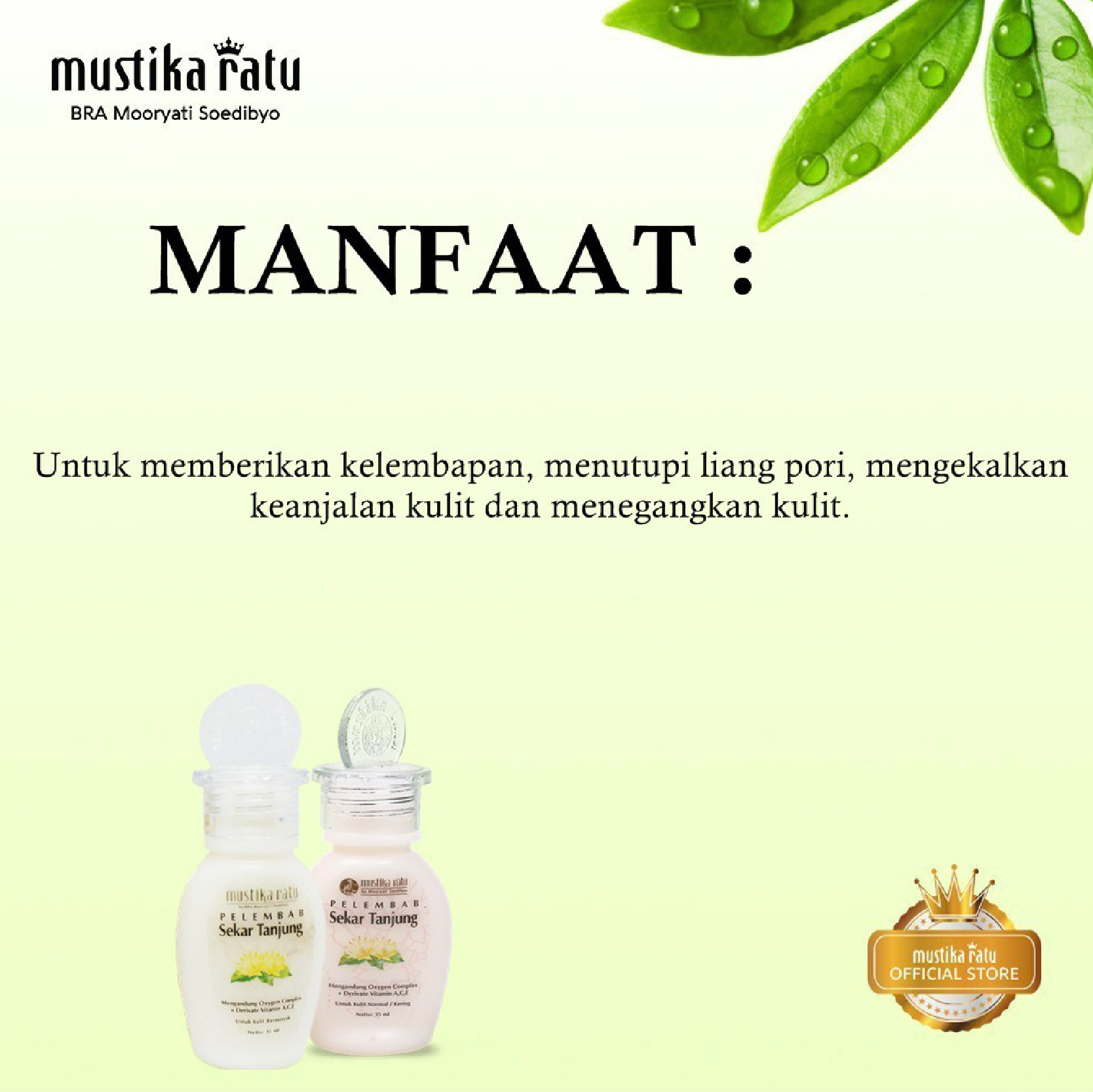 (CLR)Mustika Ratu Skincare Moisturiser Pelembap Sekar Tanjung 35ML EXP:2027.9.30