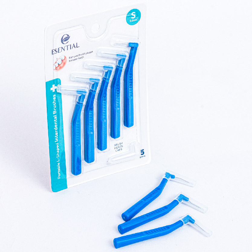 Esential L Shape Interdental Brush for Braces Toothbrush Braces (S) 0.6mm x 5's Dental Brush / Berus Gigi Braces