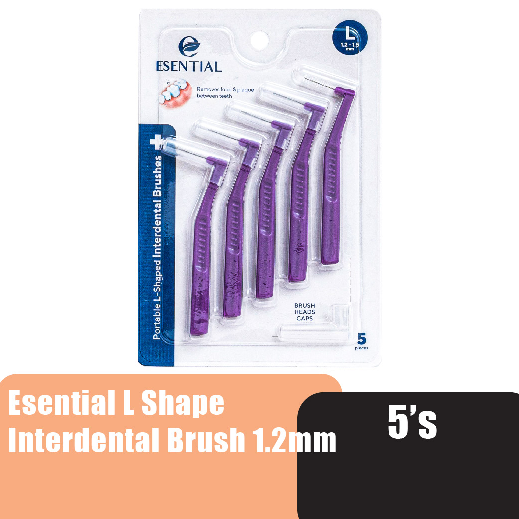 Esential L Shape Interdental Brush for Braces Toothbrush Braces (L) 1.2MM x 5'S Dental Brush / Berus Gigi Braces