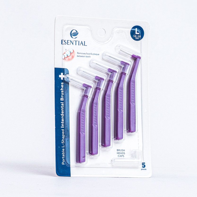 Esential L Shape Interdental Brush for Braces Toothbrush Braces (L) 1.2MM x 5'S Dental Brush / Berus Gigi Braces