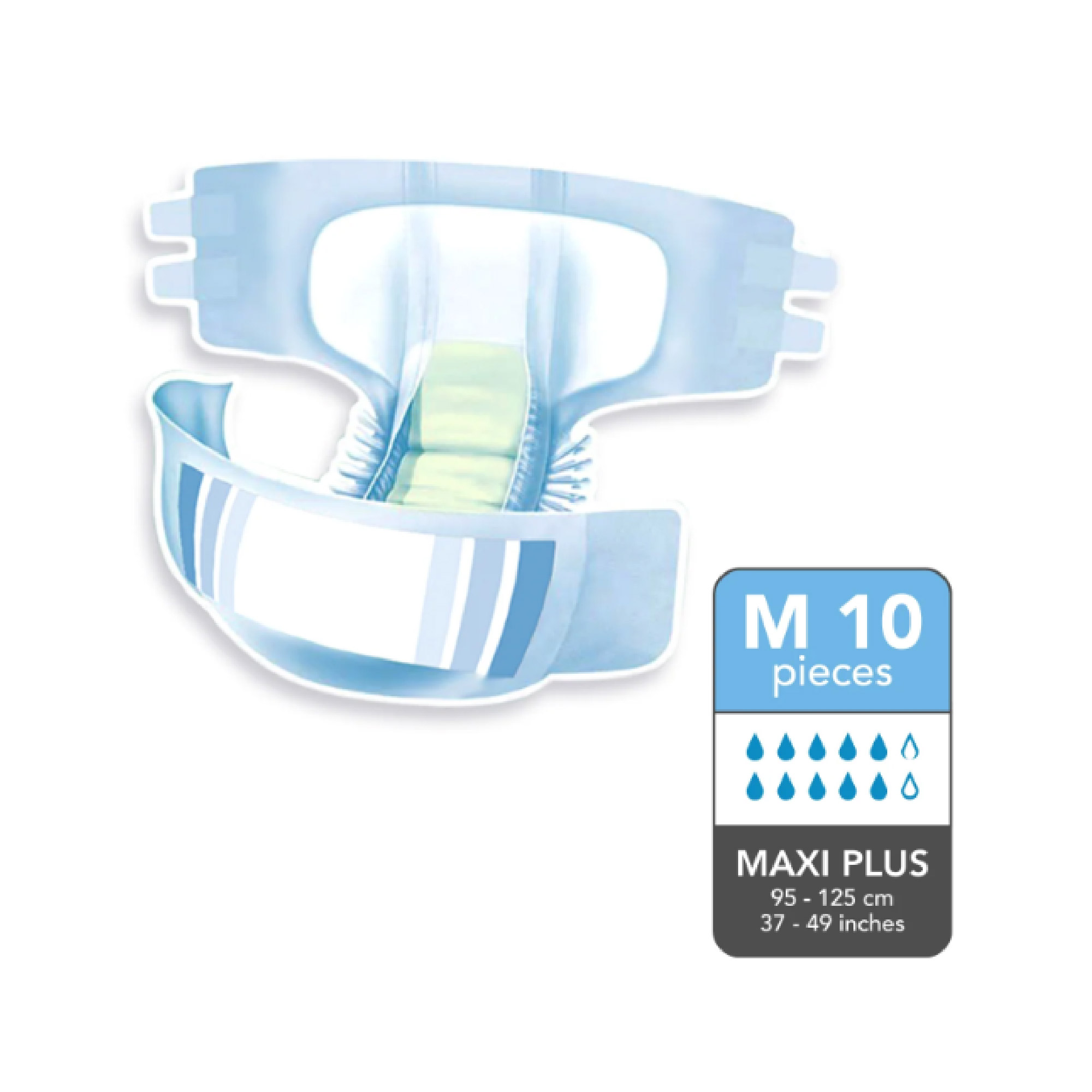 ABSORBA Nateen Maxi PLus Adult Diapers - M Size 10's for Unisex Design, Lampin Dewasa, 防漏成人纸尿裤