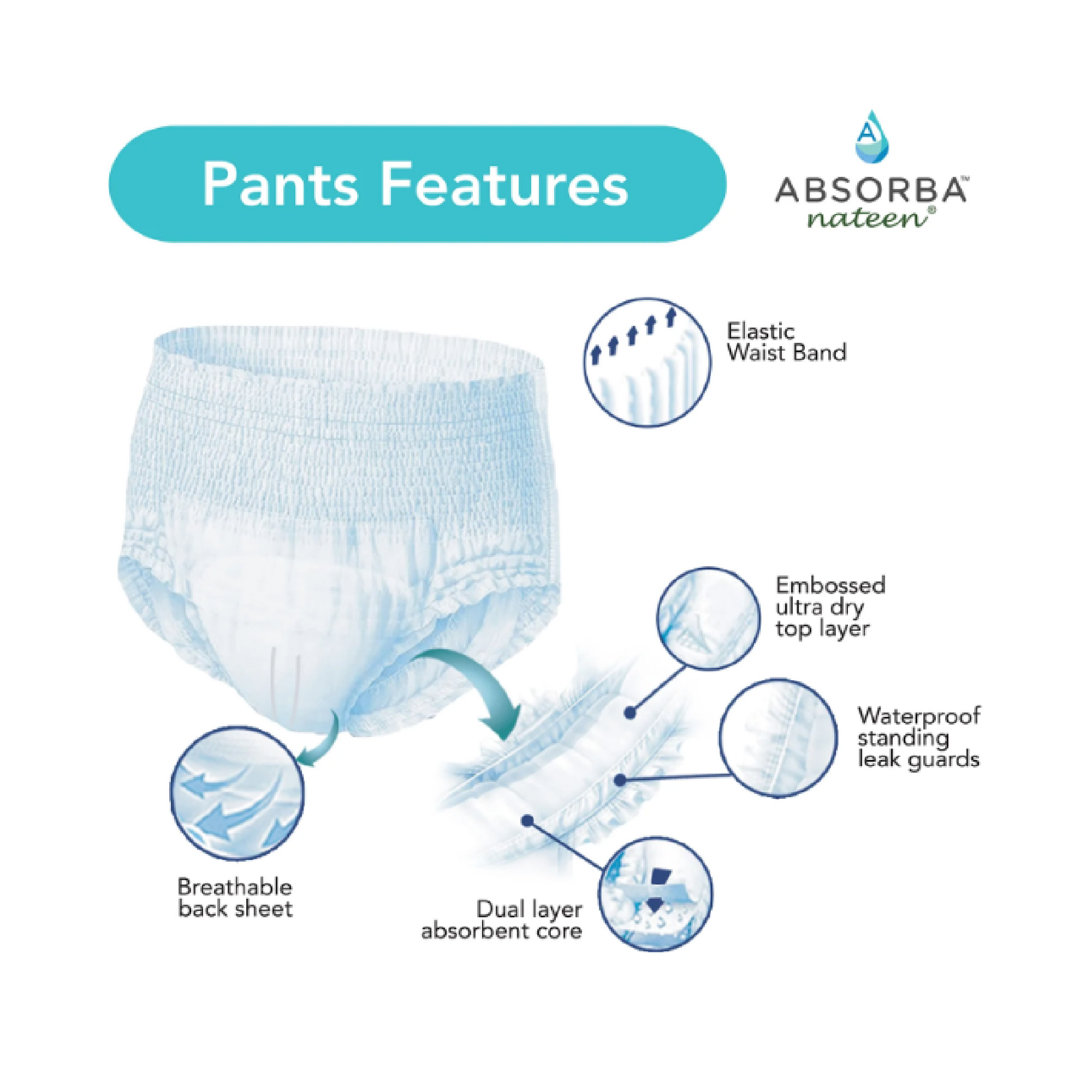 ABSORBA Nateen Super Pants M 10's, Lampin Dewasa, 防漏成人纸尿裤