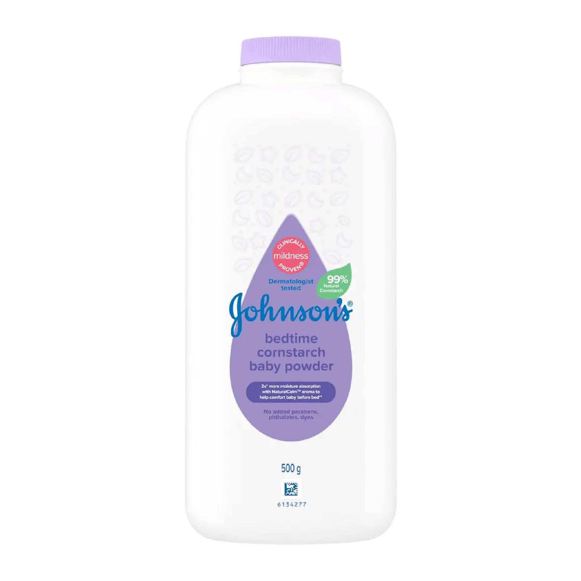 JOHNSONS Baby Powder 500g - Bedtime for Bedak Baby, Cornstarch Baby Powder