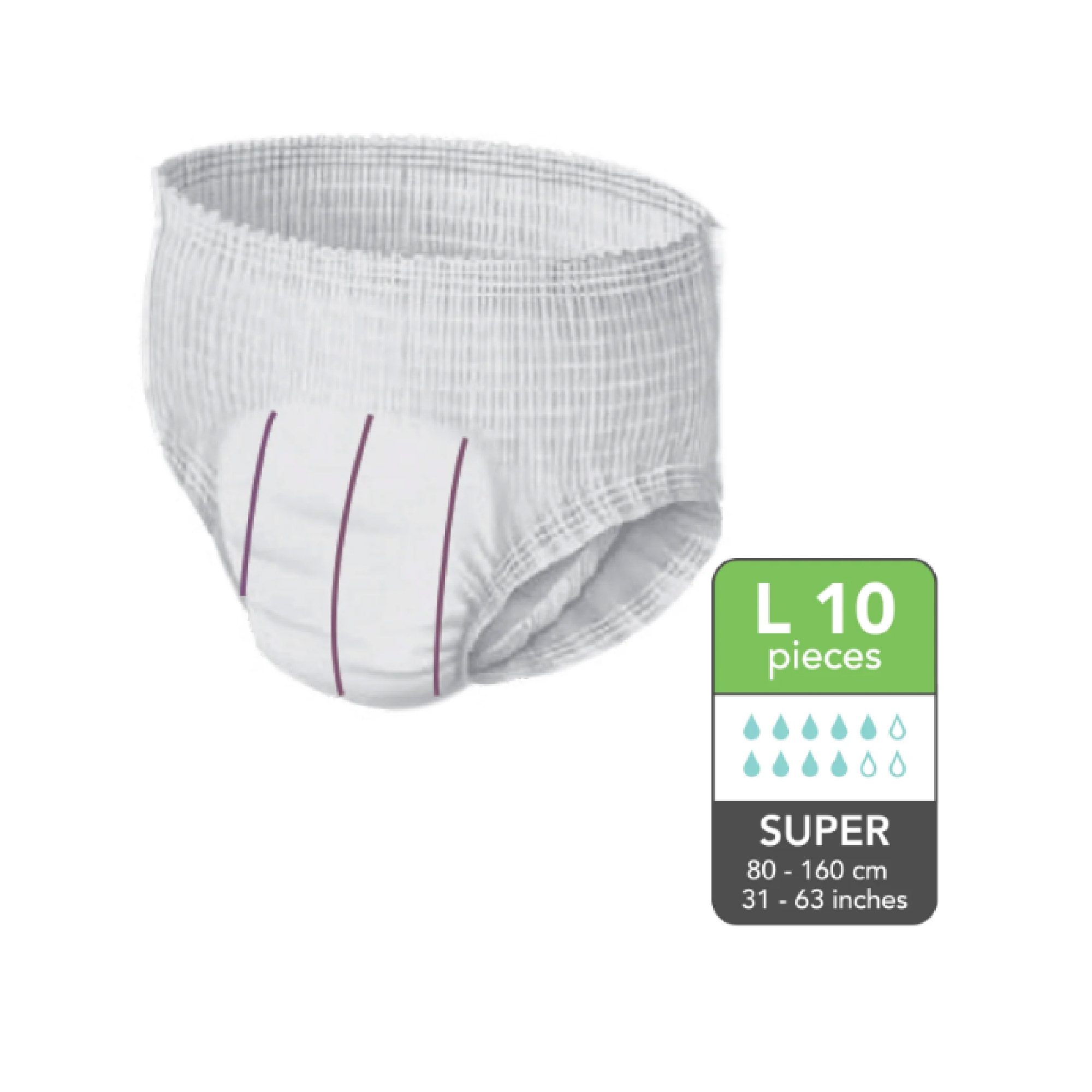 ABSORBA Nateen Super Pants L 10's, 大号成人尿裤, 超强吸收裤型
