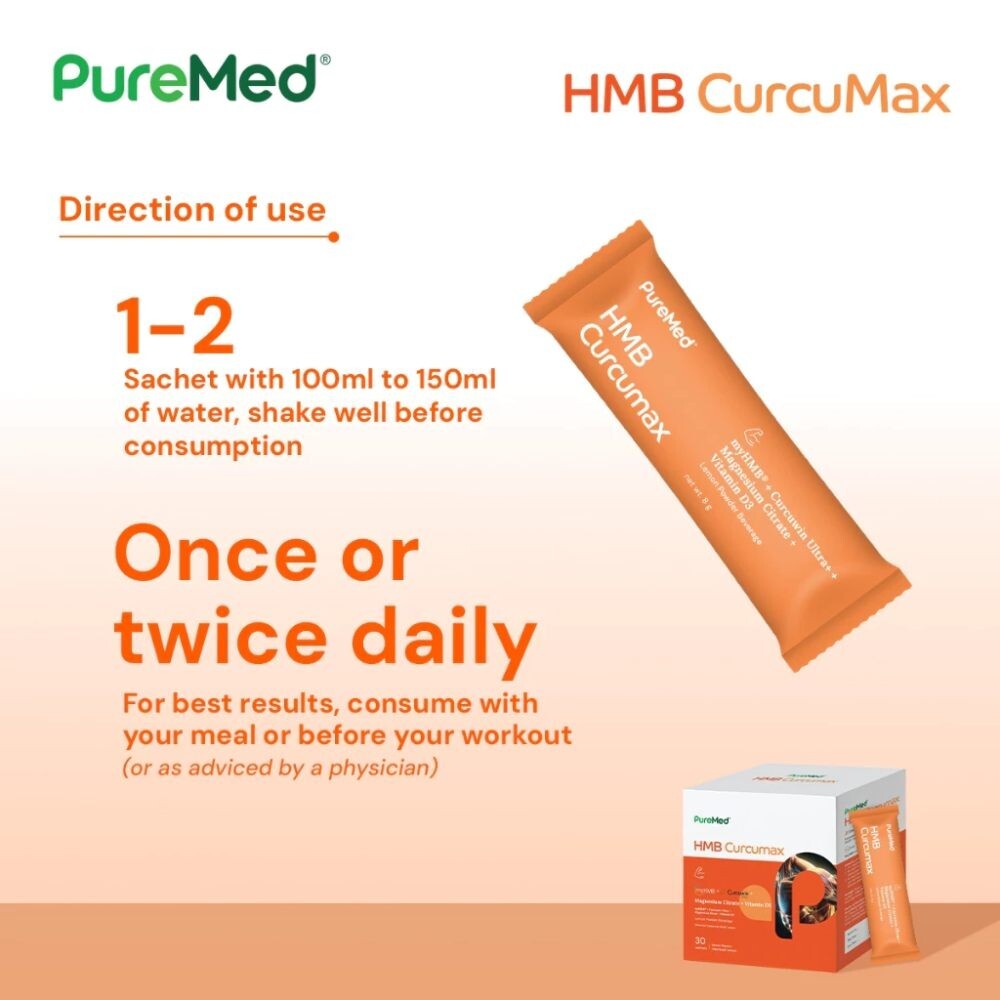 Puremed HMB Curcumax as Joint Supplement for Knee Support Suitable for Vegetarian, Supplement Lutut, Joint Care - 30's
