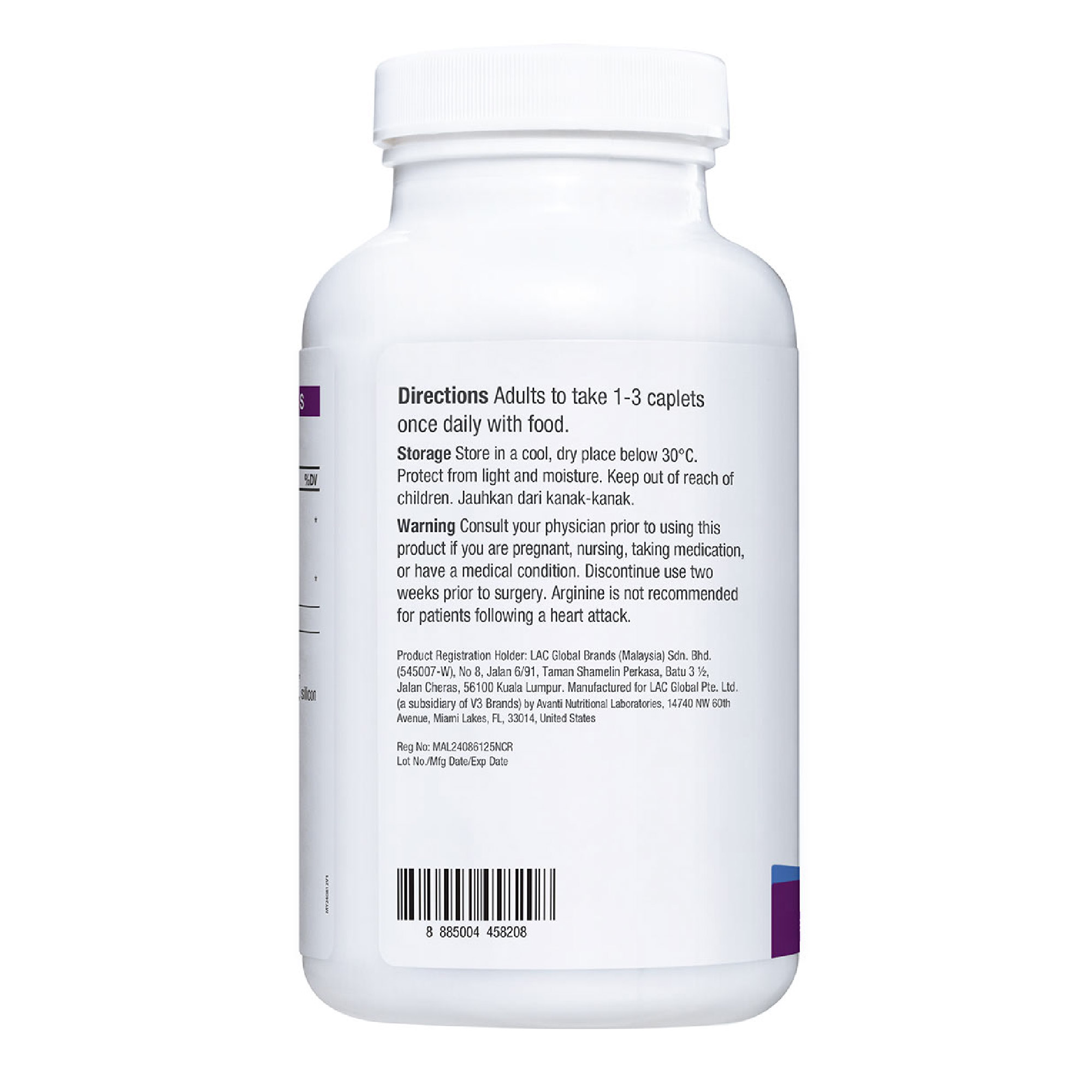 LAC L-Arginine + L-Citrulline Complex 120 Caplets-Supplement, Health Supplement , Well Being