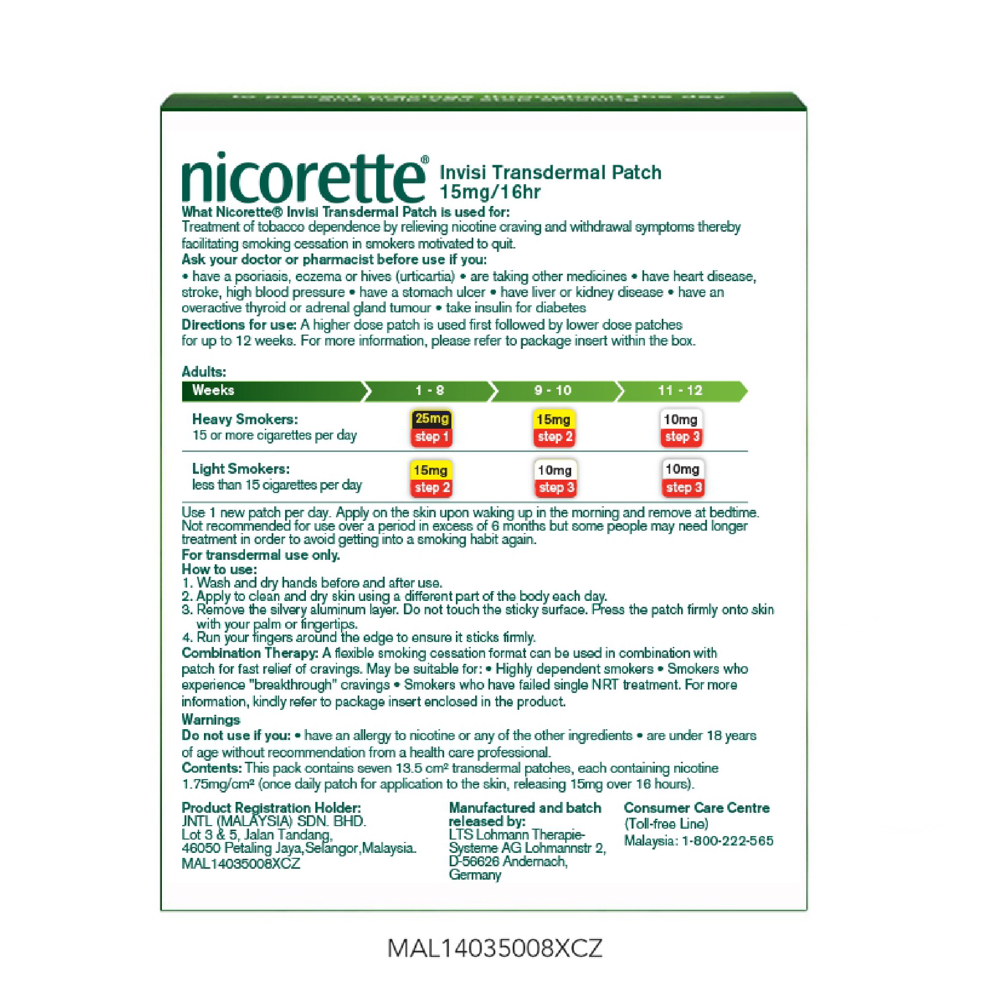 NICORETTE Invisipatch 15mg/16hr 7's