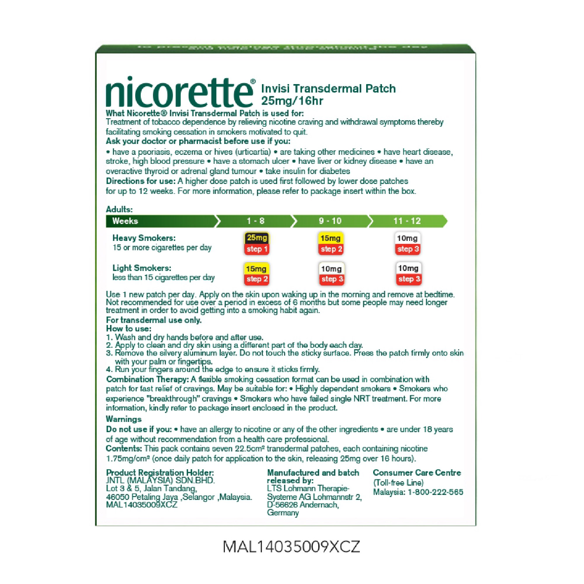 NICORETTE Invisipatch 25mg/16hr 7's