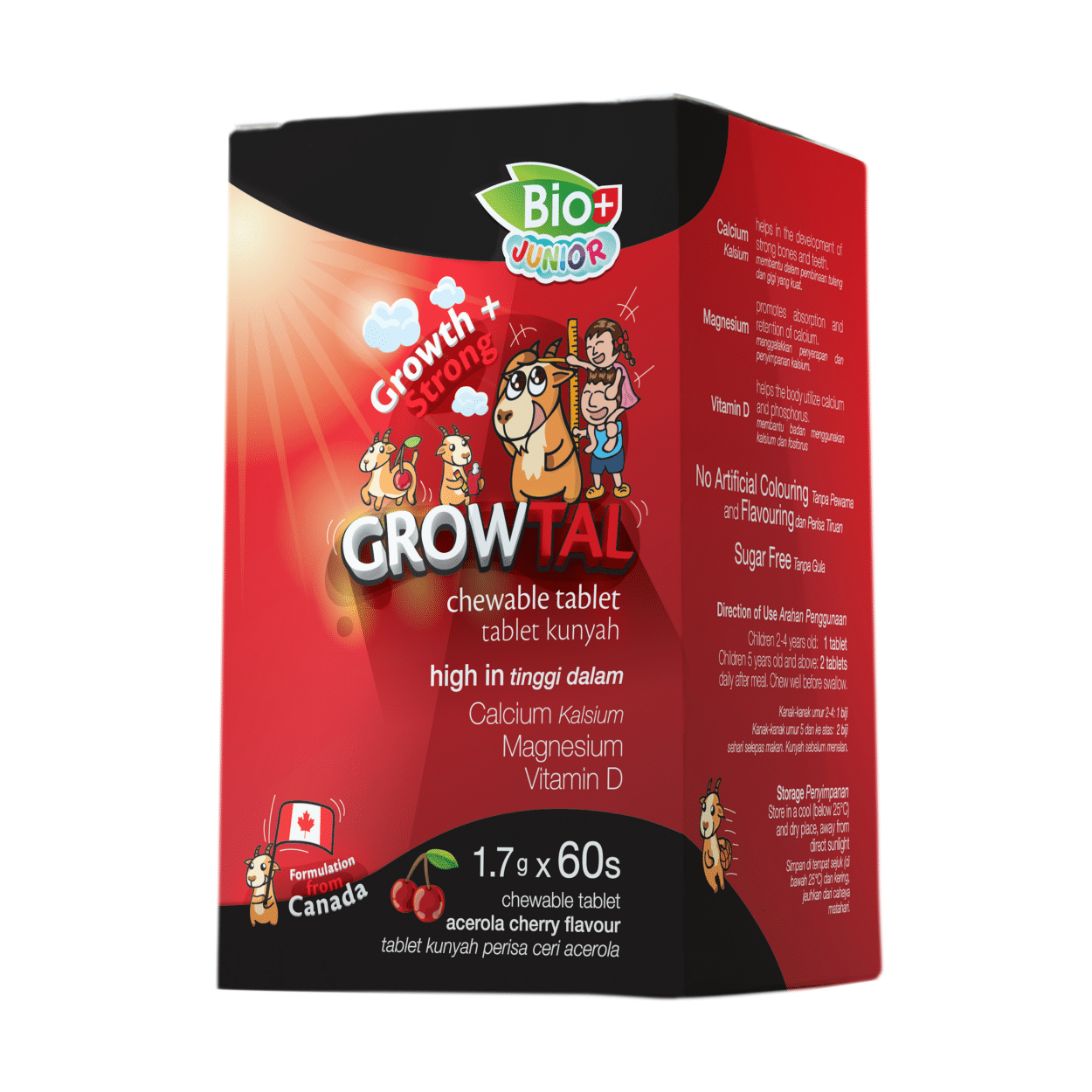 BIO+ Junior Growtal Chewable Tablet 60's for Kids Vitamin, Calcium Kids, Magnesium, Vitamin D