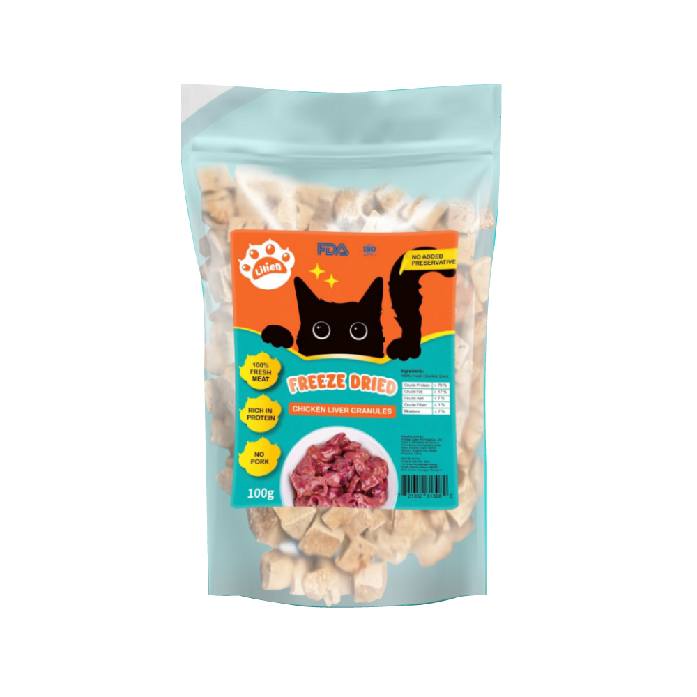 LILIEN Freeze Dried Chicken (Liver/Breast/Diced) - 100g / 500g for Cat Food, Makanan Kucing, Cat Treat