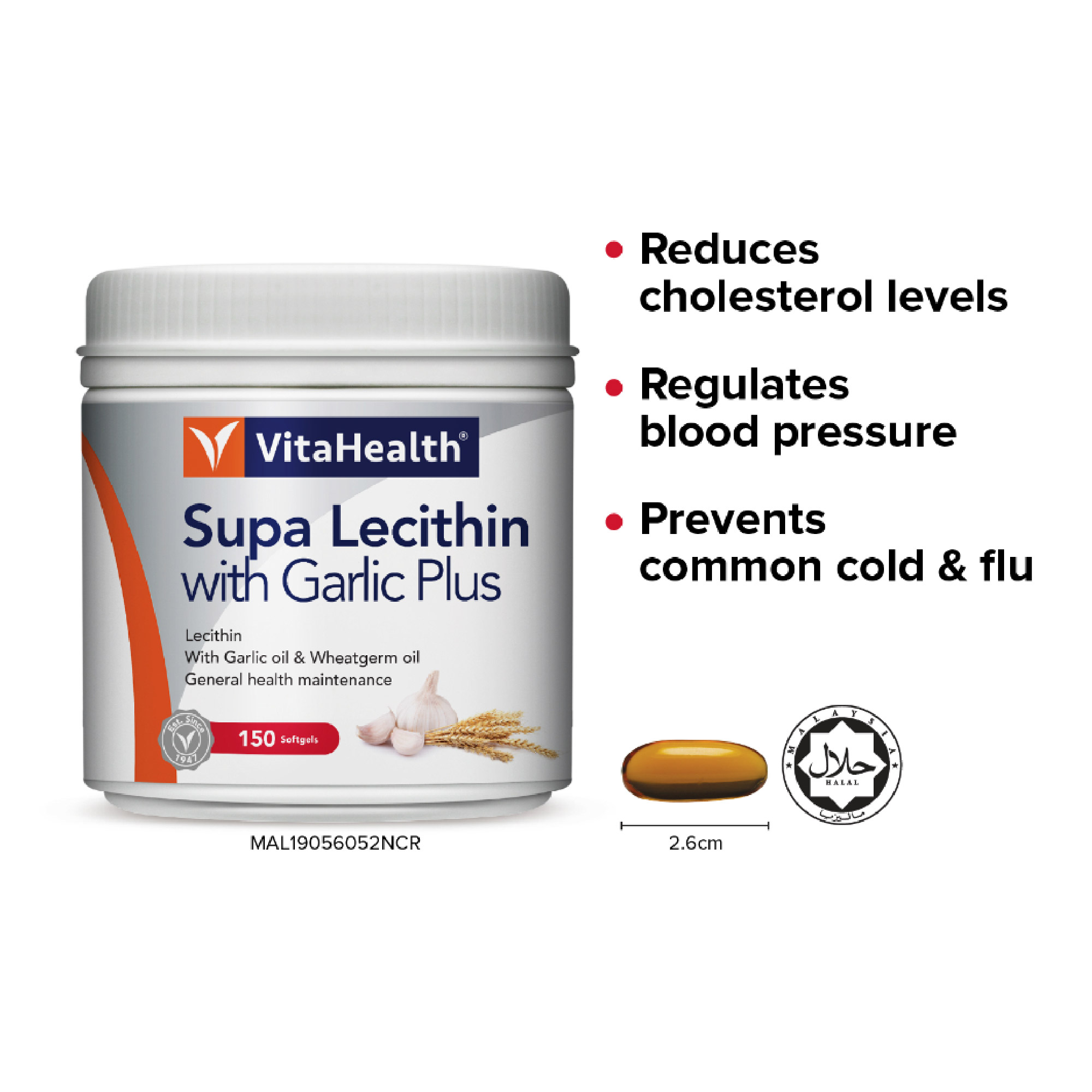 VITAHEALTH Supa Garlic Plus 150's for Cholesterol Supplement, Blood Pressure Supplement