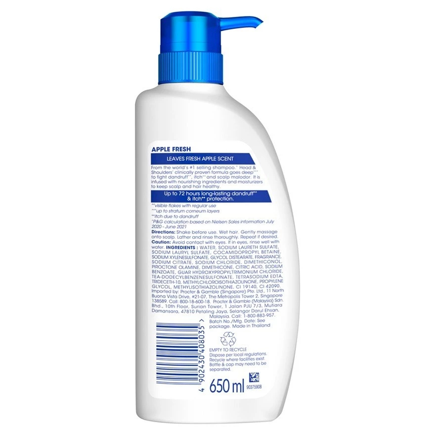 Head & Shoulder Shampoo 650ML Apple Fresh