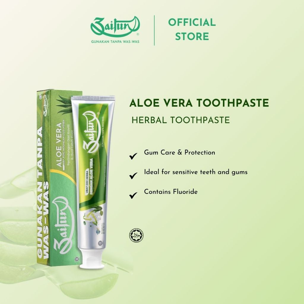 ZAITUN Toothpaste Aloe Vera 175g, Ubat Gigi, 牙膏