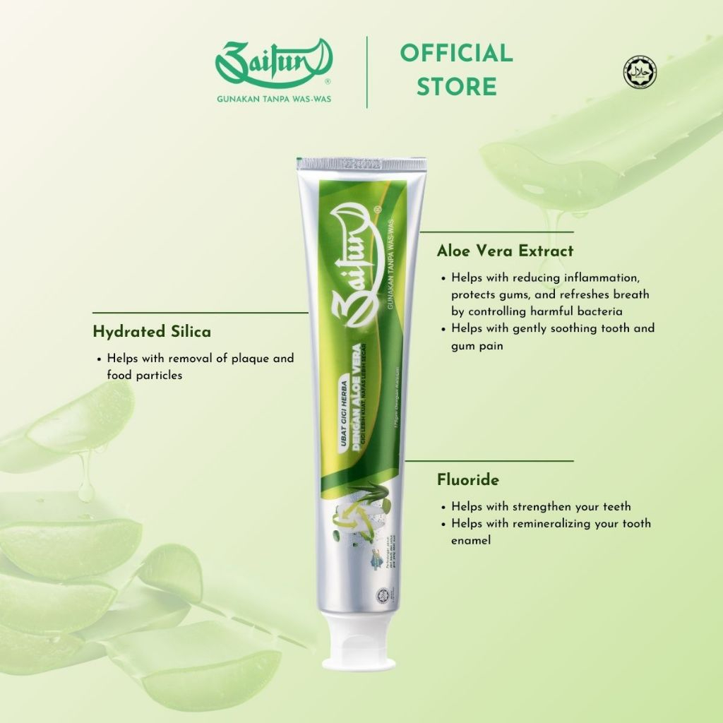 ZAITUN Toothpaste Aloe Vera 175g, Ubat Gigi, 牙膏