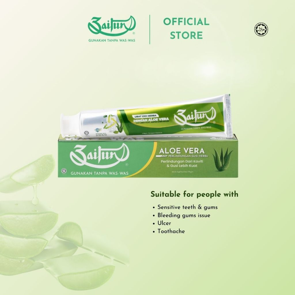 ZAITUN Toothpaste Aloe Vera 175g, Ubat Gigi, 牙膏
