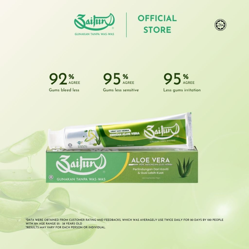 ZAITUN Toothpaste Aloe Vera 175g, Ubat Gigi, 牙膏