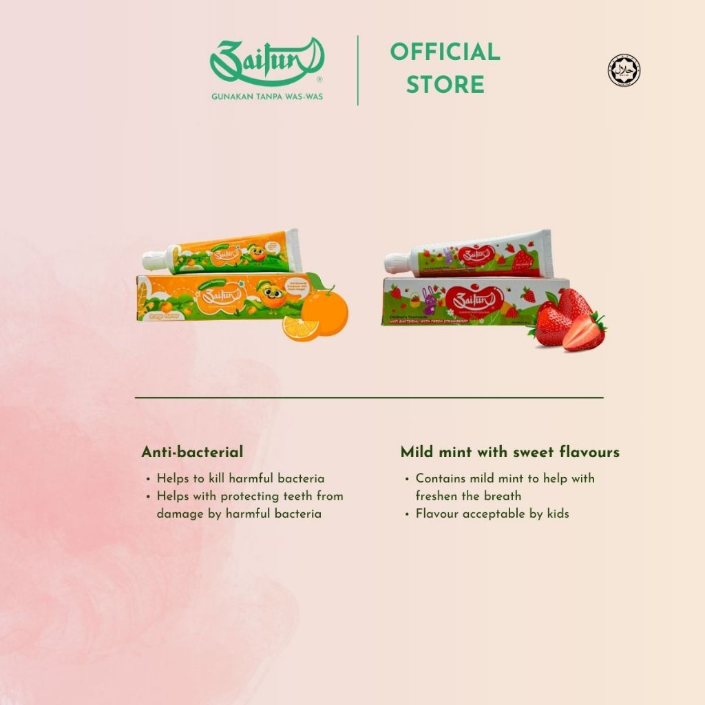 ZAITUN Kid Toothpaste Orange 40g, Ubat Gigi, Kanak-Kanak, 牙膏