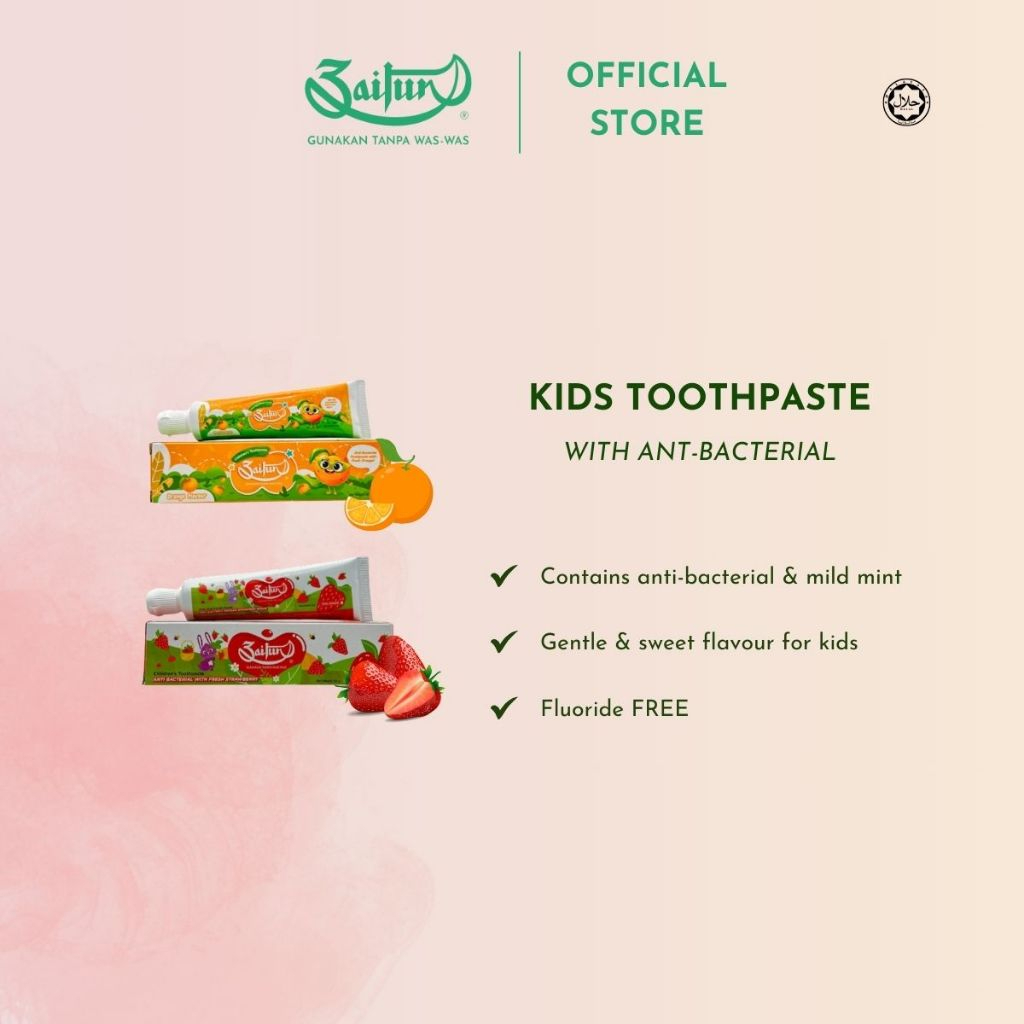 ZAITUN Kid Toothpaste Strawberry 40g, Ubat Gigi, Kanak-Kanak, 牙膏