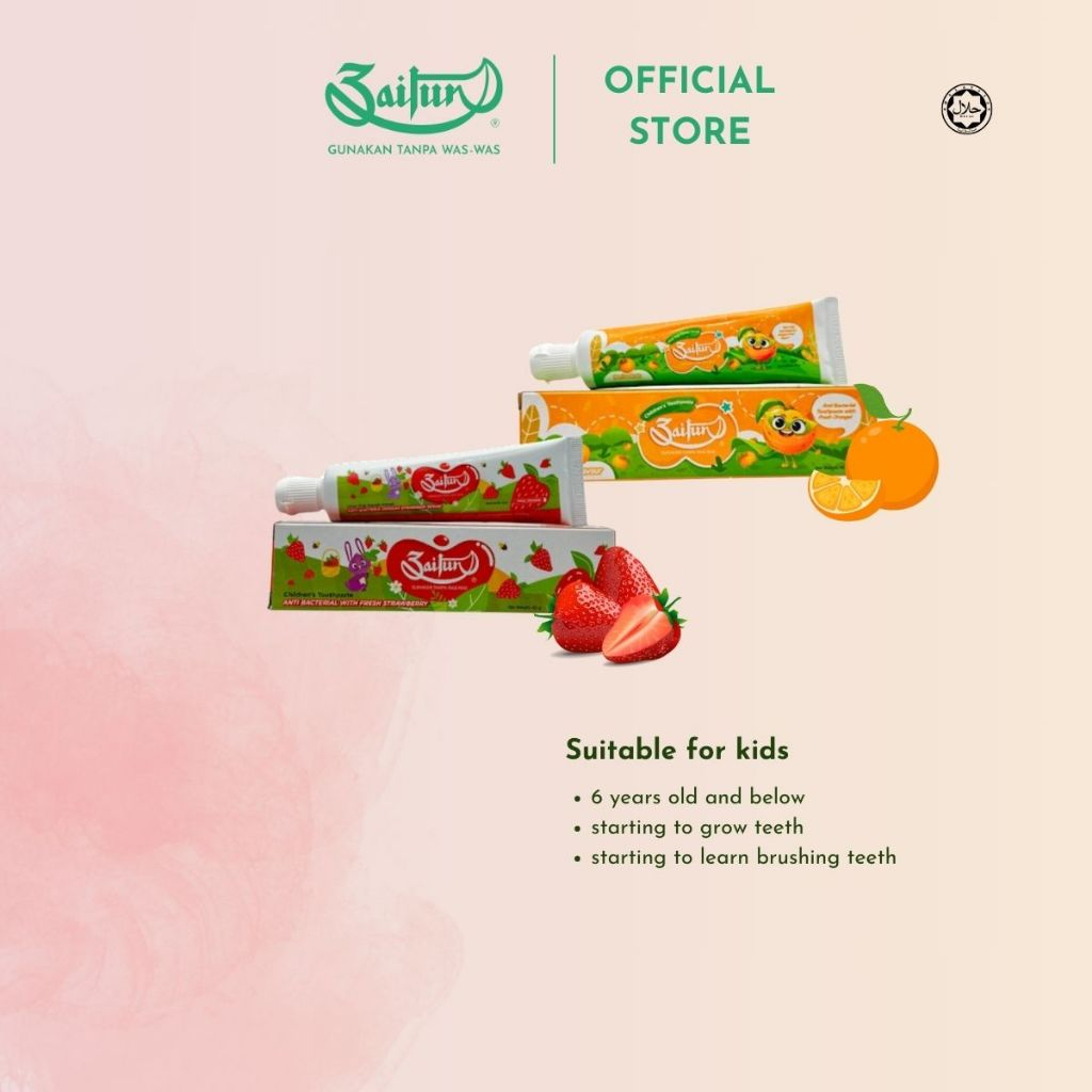 ZAITUN Kid Toothpaste Strawberry 40g, Ubat Gigi, Kanak-Kanak, 牙膏