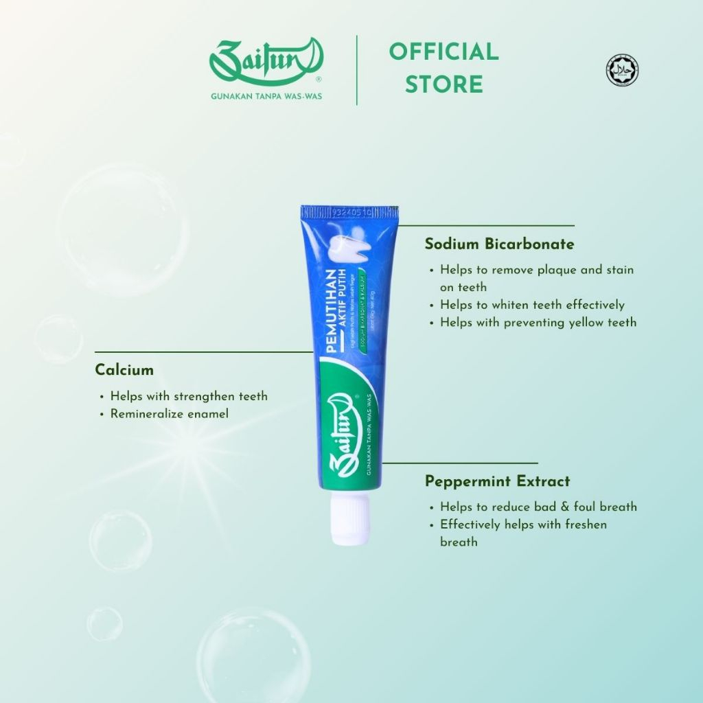 ZAITUN Toothpaste Whitening 40g, Ubat Gigi Pemutih, 美白, 牙膏