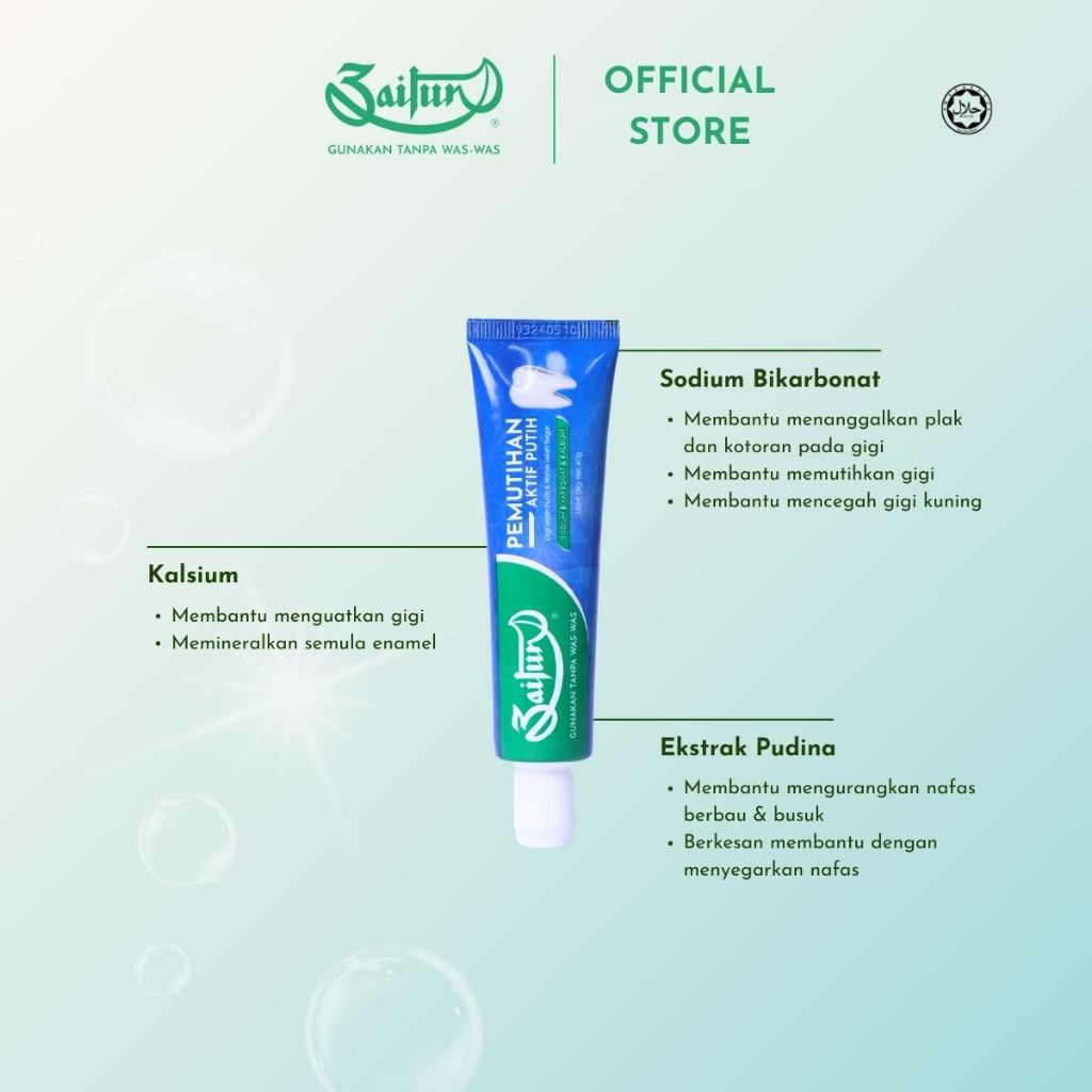 ZAITUN Toothpaste Whitening 40g, Ubat Gigi Pemutih, 美白, 牙膏