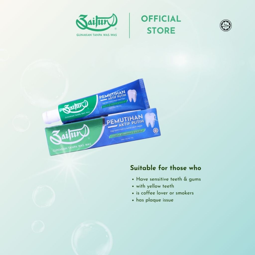 ZAITUN Toothpaste Whitening 40g, Ubat Gigi Pemutih, 美白, 牙膏