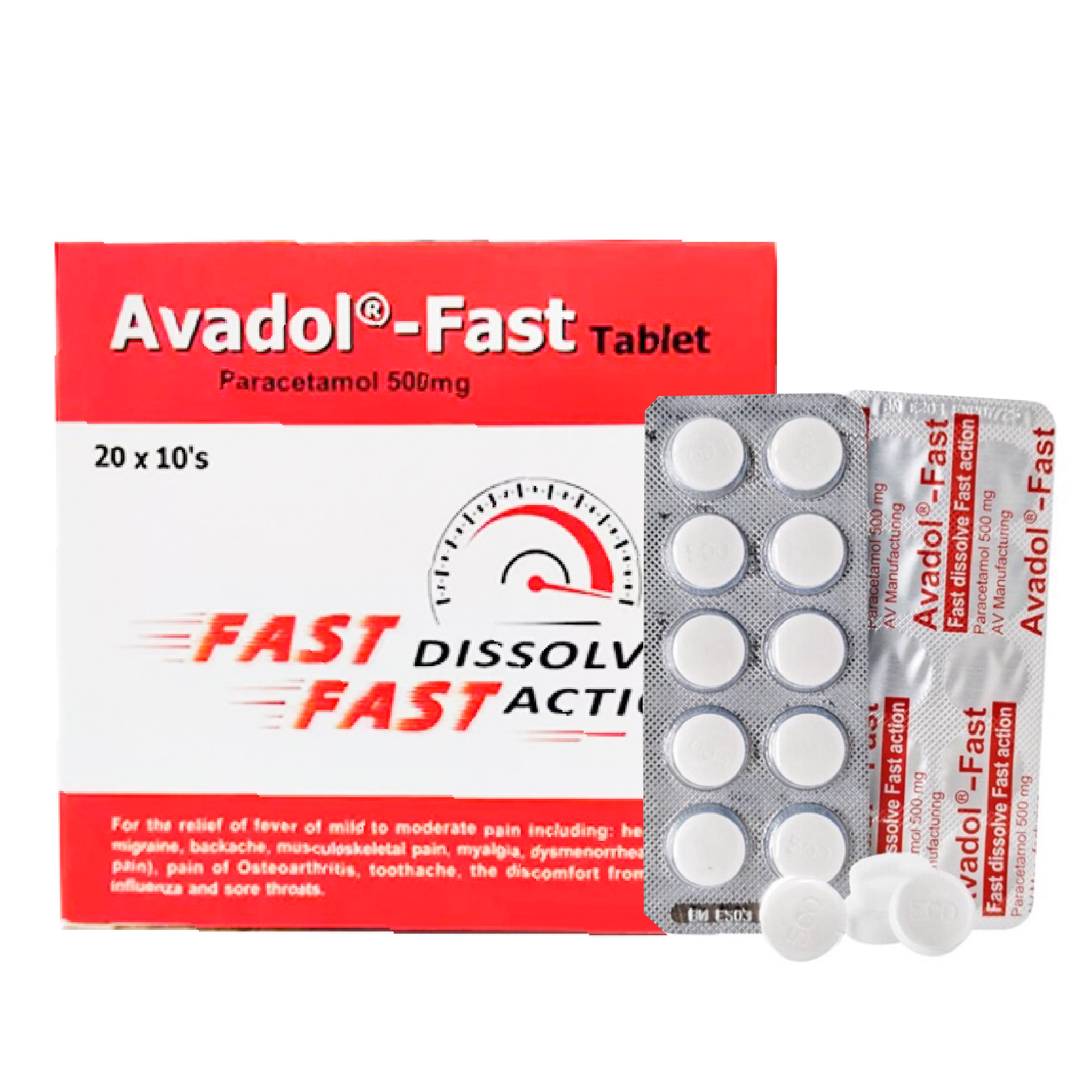 AVADOL Fast 500mg 200's - One Box