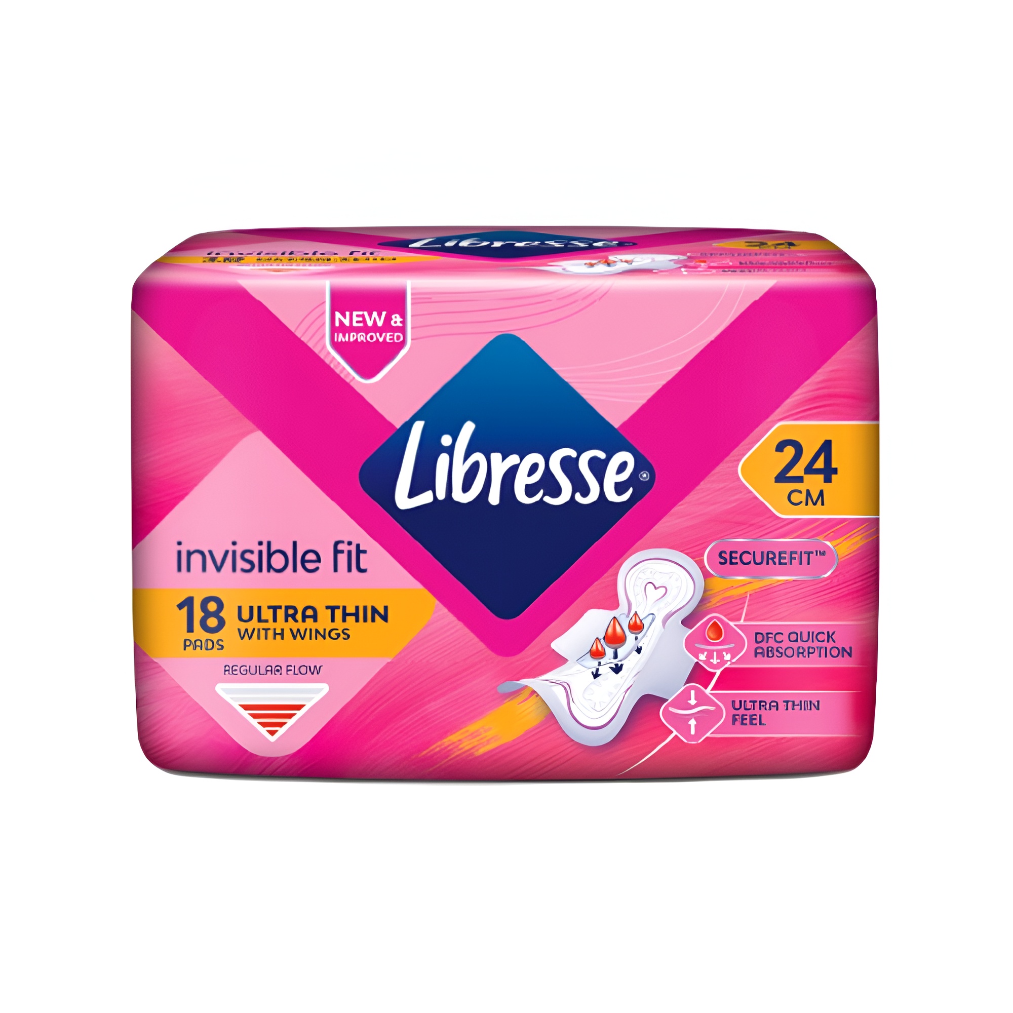 LIBRESSE Ultra Thin Wings 24cm 18's, Tuala Wanita, Sanitary Pads
