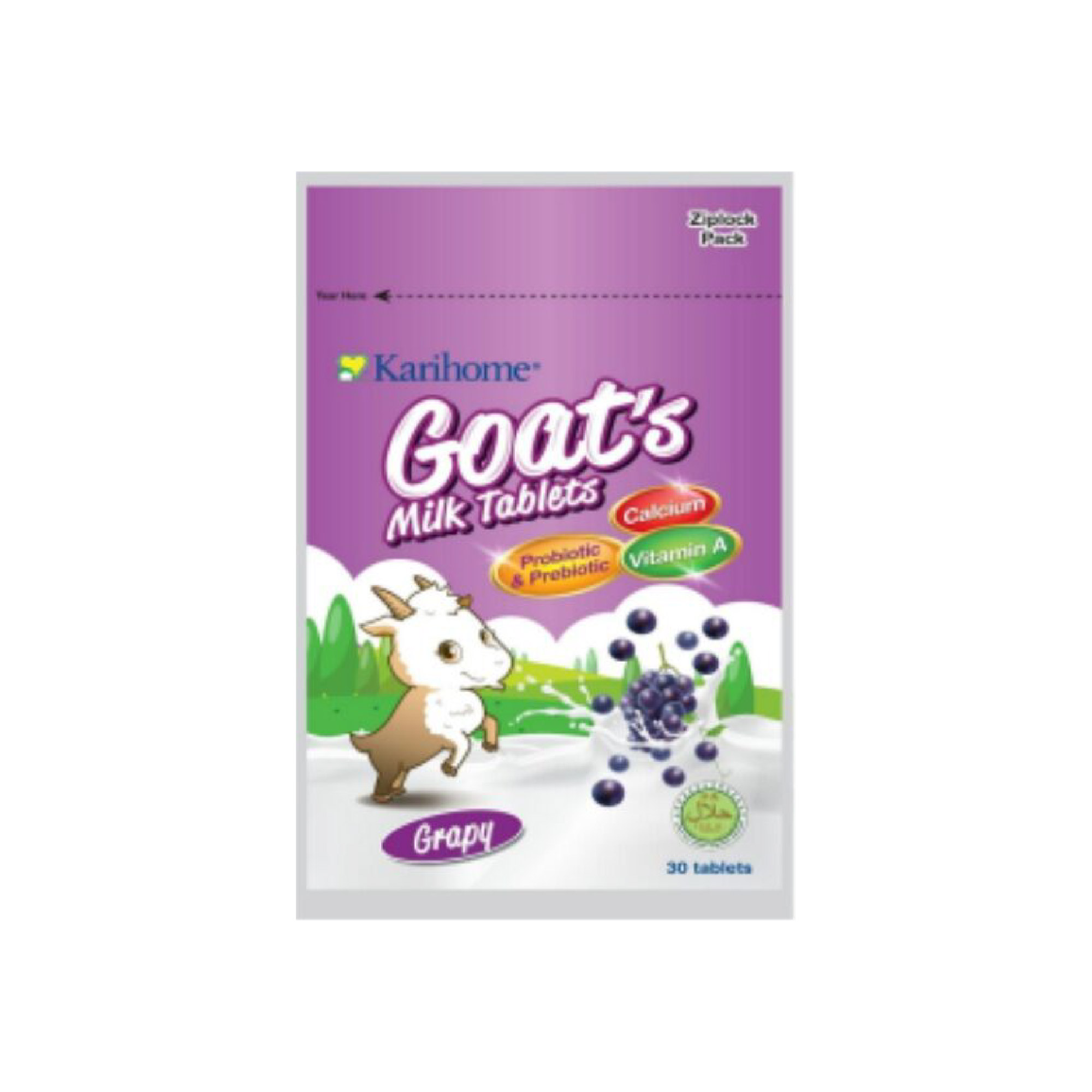 KARIHOME Goat's Milk Sweeties 30's - Grapy, 葡萄口味, 羊奶糖, Perisa Anggur, Snek Gula Susu Kambing