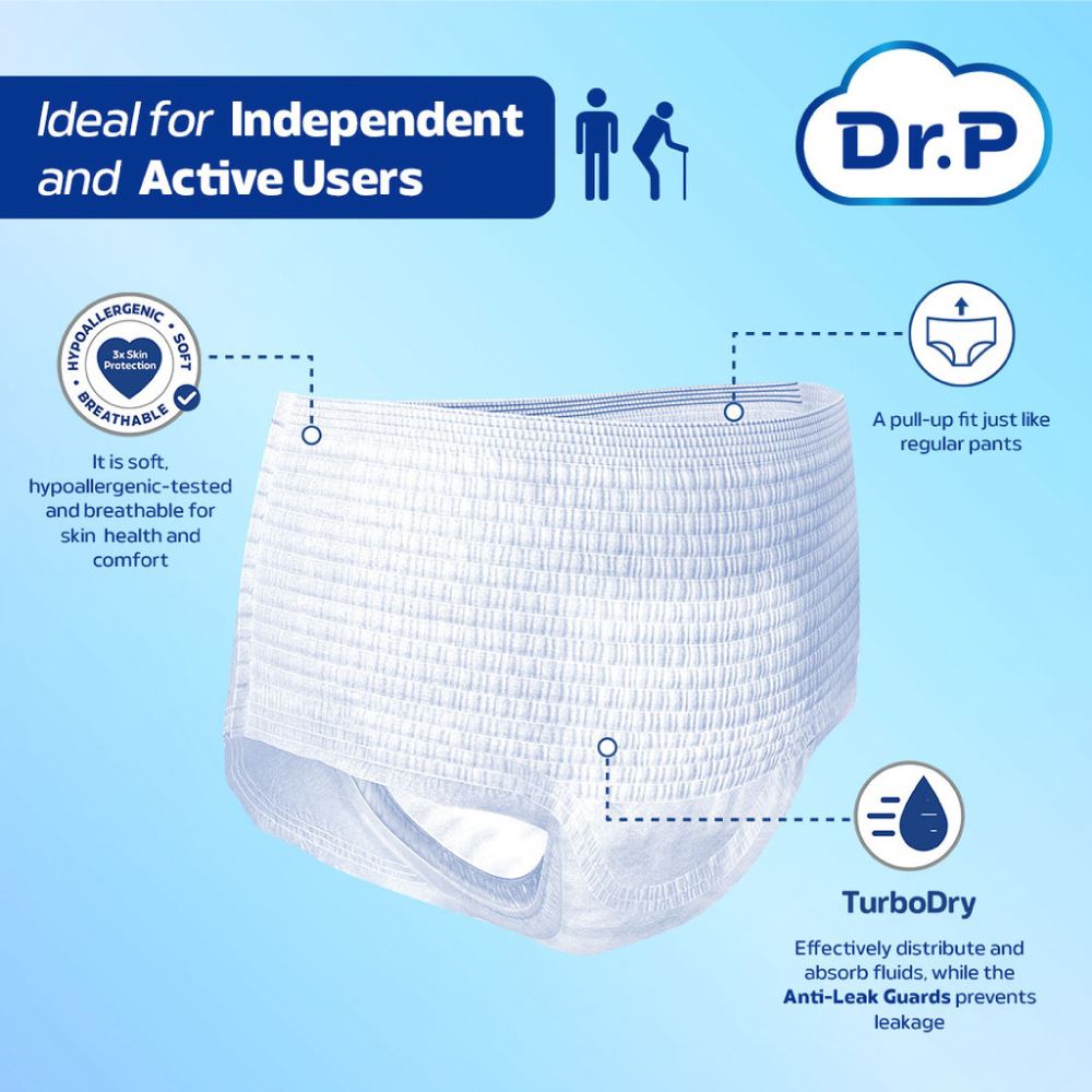 DR.P Premium Level 7 Pants M / L / XL (1 Carton) Adult Diapers Pants Murah, Lampin Dewasa