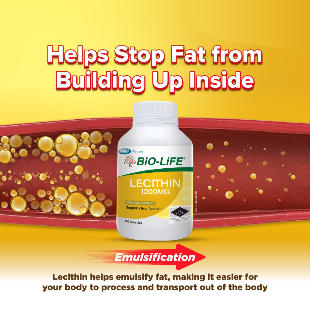 BIO-LIFE Lecithin 1200mg 100's for Liver Supplement, Ubat Hati Berlemak