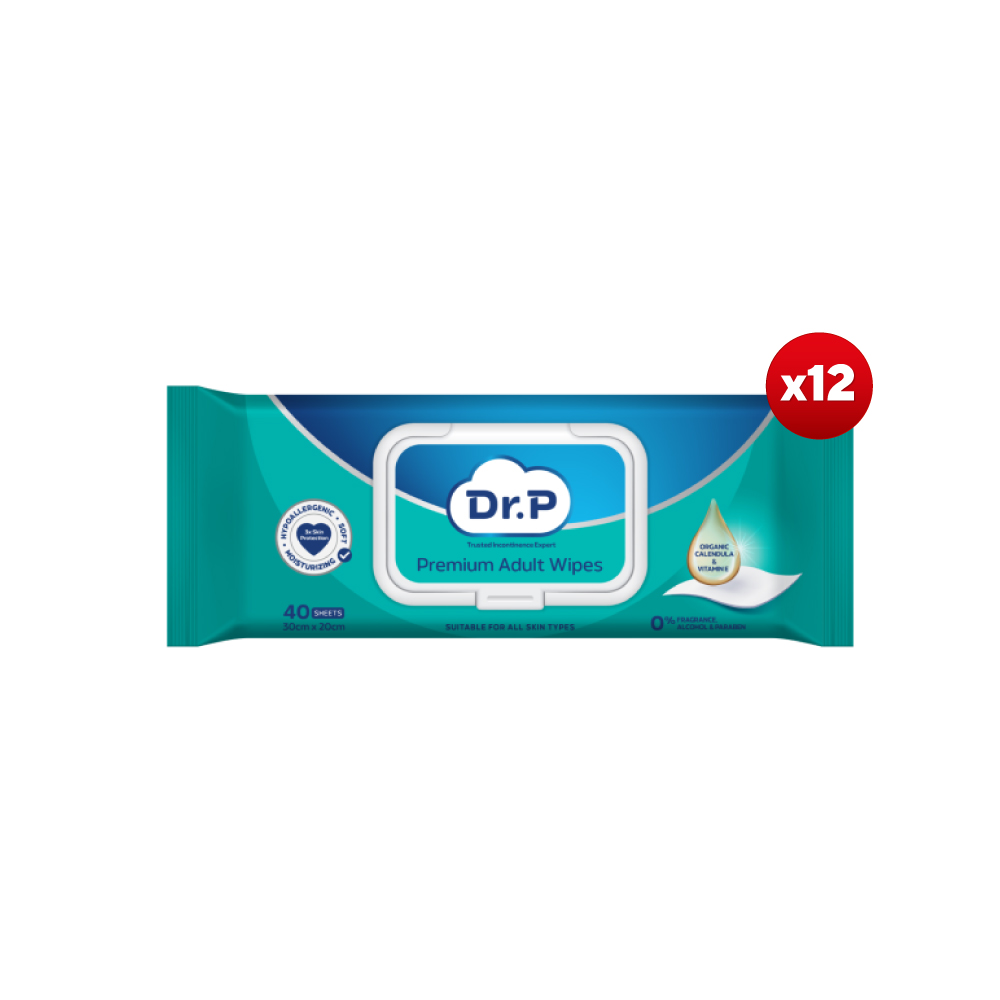 DR.P Premium Adult Wipes (12X40's) with Wet Tissue Adult, Tissue Basah Dewasa