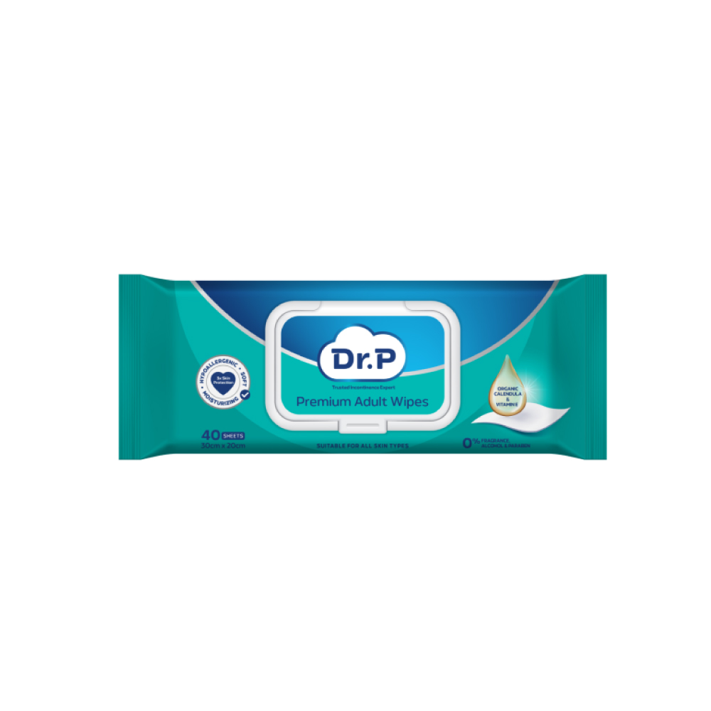DR.P Premium Adult Wipes 40's with Wet Tissue Adult, Tissue Basah Dewasa, Wipe Tissue