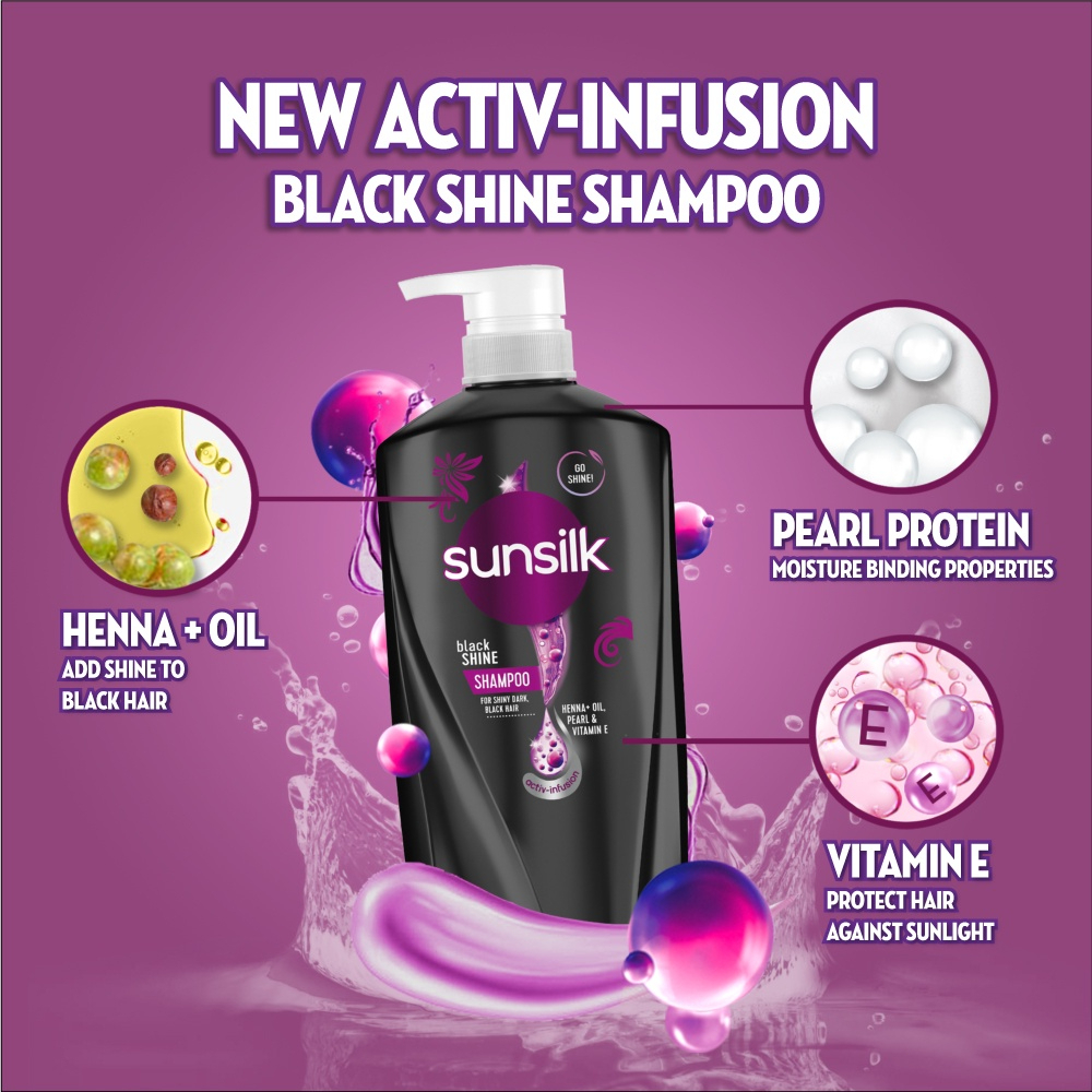 SUNSILK Shampoo 625ml - Black Shine for Shiny Black Hair, 提升黑发光泽