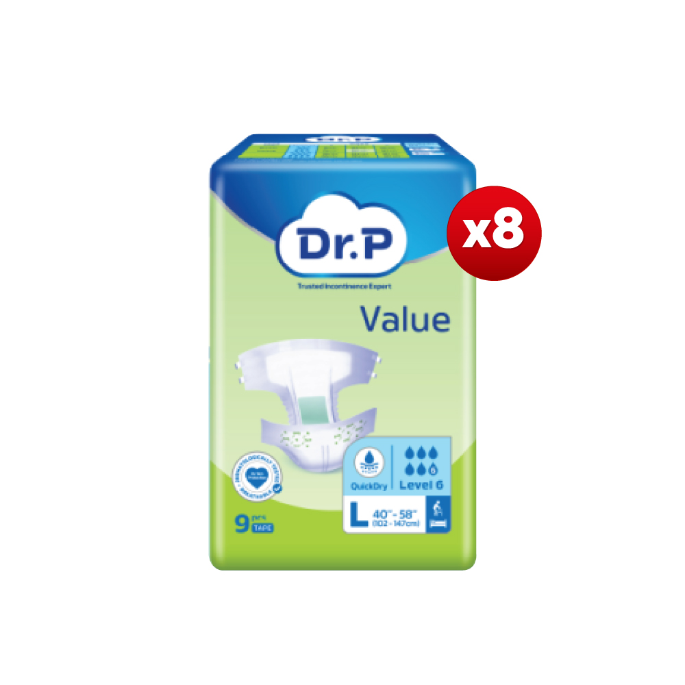 DR.P Value Level 6 Tape M / L / XL (1 Carton) Adult Diapers Tape Murah, Lampin Dewasa
