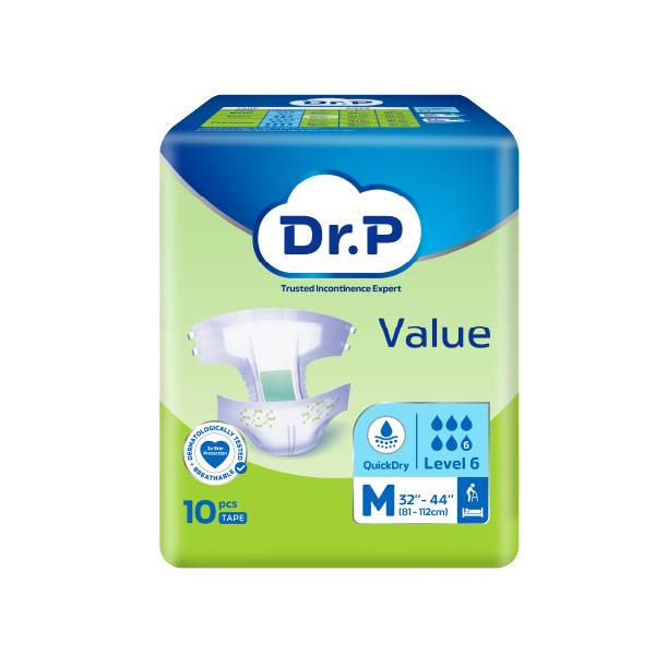 DR.P Value Level 6 Tape M/L/XL (1 Pack) Adult Diapers Pants Murah, Lampin Dewasa