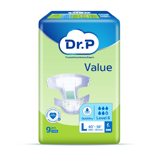 DR.P Value Level 6 Tape M/L/XL (1 Pack) Adult Diapers Pants Murah, Lampin Dewasa
