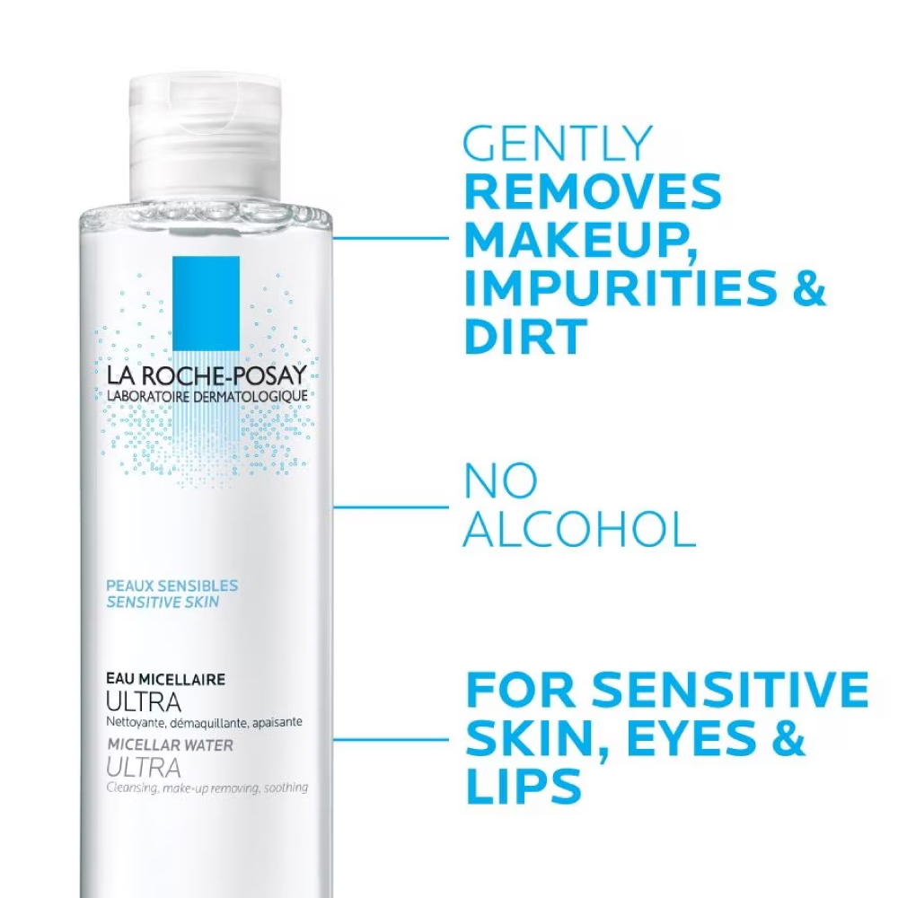 LA ROCHE POSAY Ultra Sensitive Skin Micellar Water 200ml with LRP Makeup Remover Cleanser