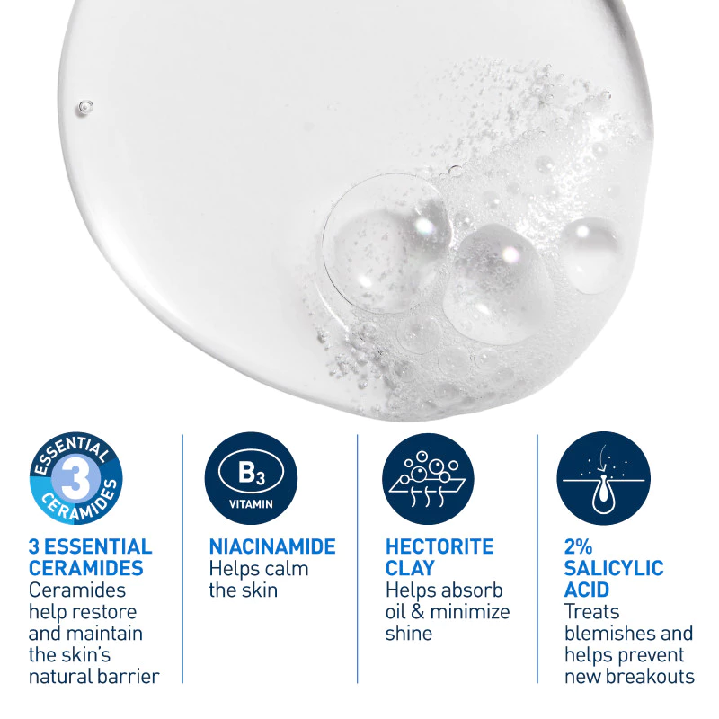 CERAVE Acne Blemish Control Cleanser (473ml | 236ml | 88ml) for Acne Cleanser, Blackhead Remover, Pencuci Muka Jerawat