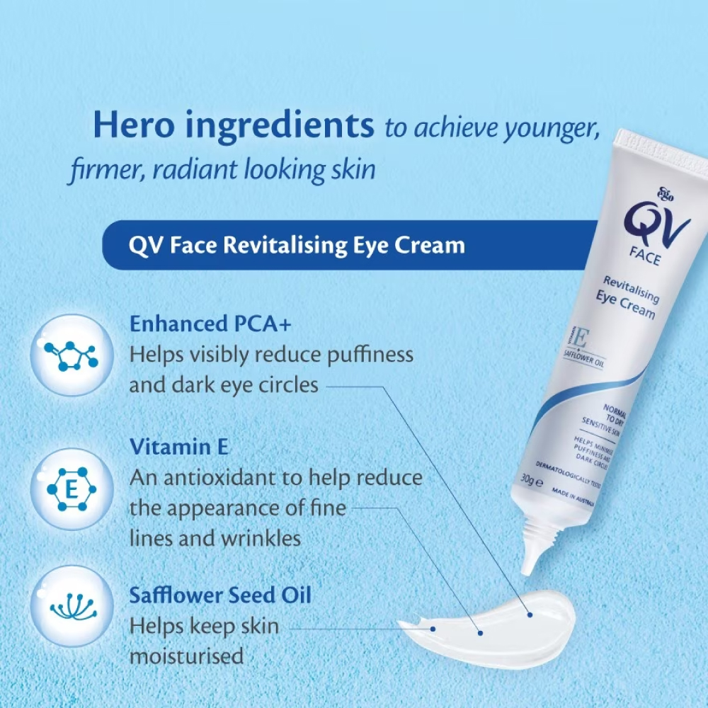 EGO QV Face Revitalising Eye Cream 30g for Eye Bag Remover, Eye Cream Dark Circle, Eyebag Cream