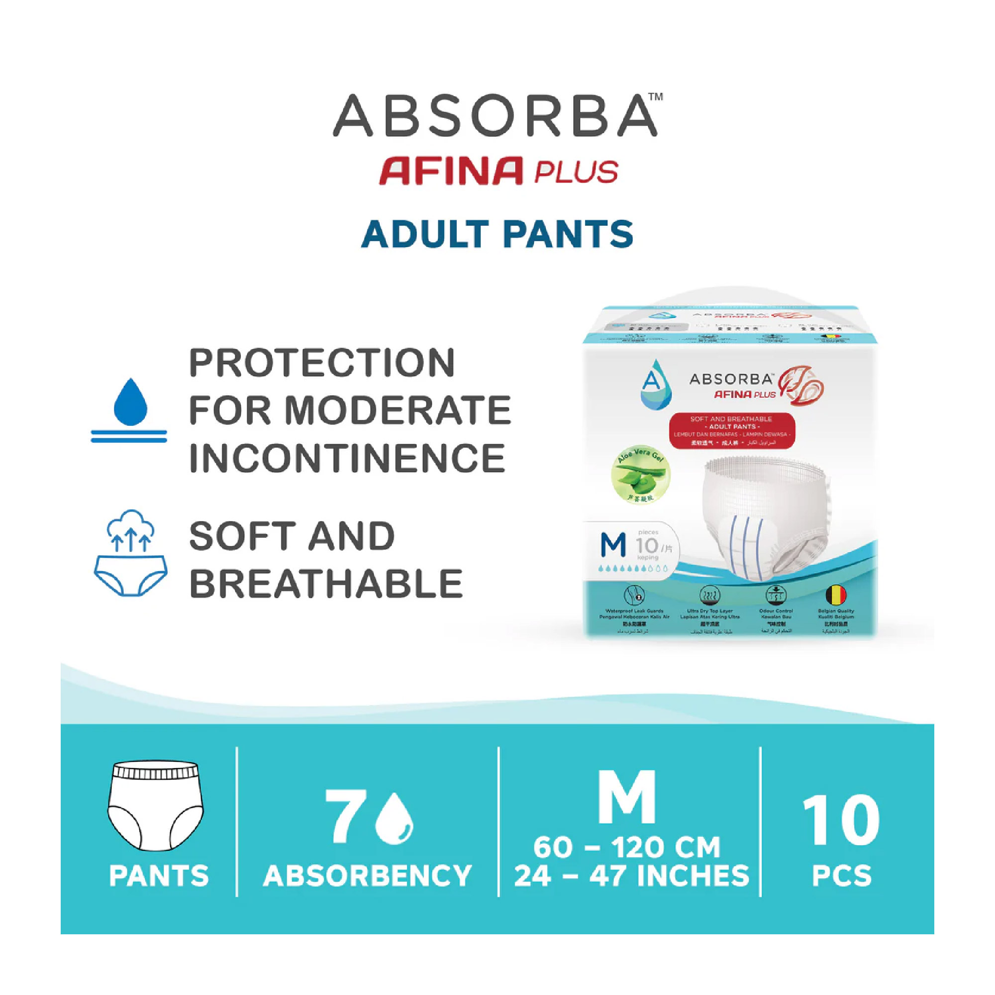 ABSORBA Conti-Fit Soft Pull Up Pants (M Size) 10's